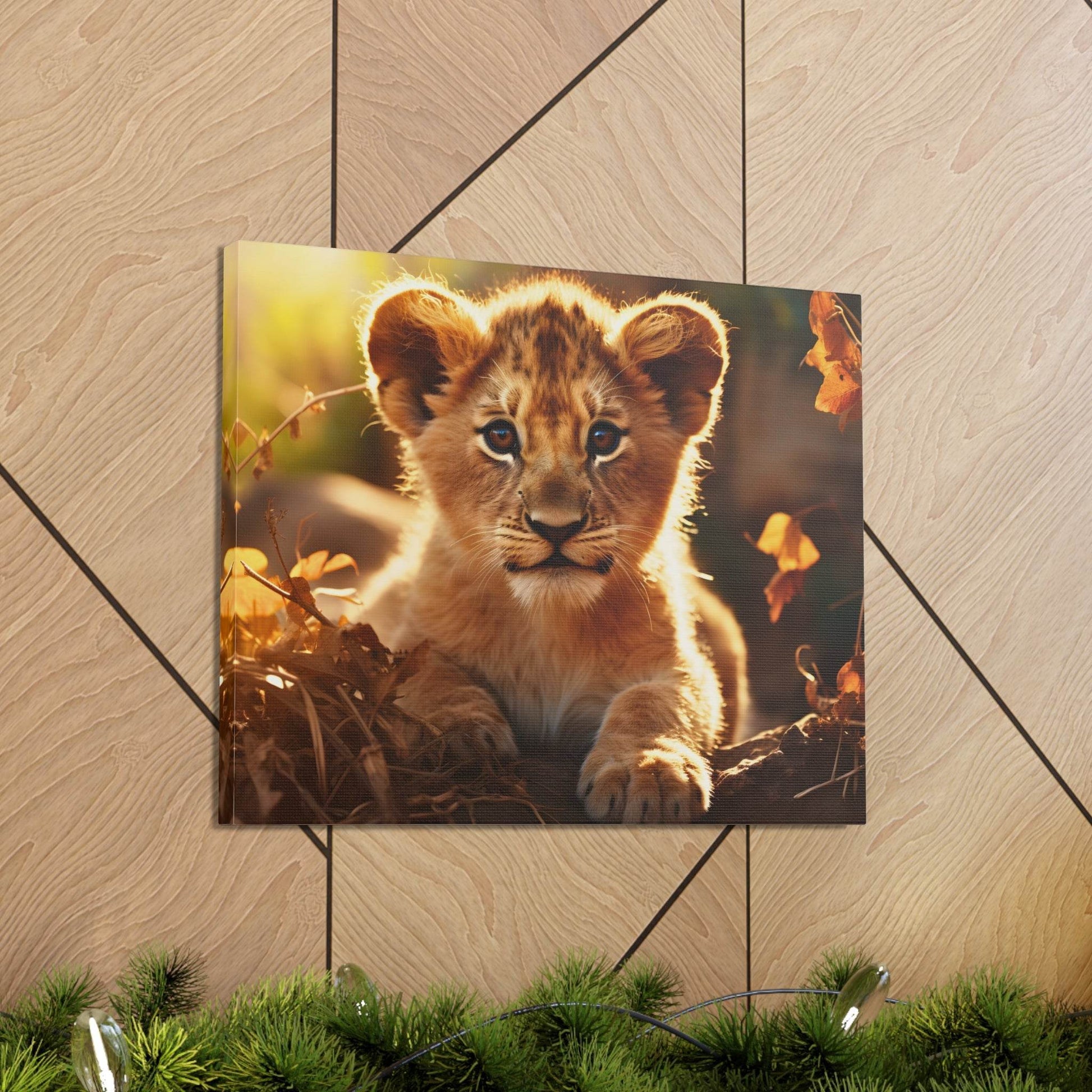 Baby Lion Cub Print Animal Nature Art Safari Nursery Canvas Gallery Wraps Baby Lion Print Large Canvas Art Animal Wall Art Lover Gift - Giftsmojo