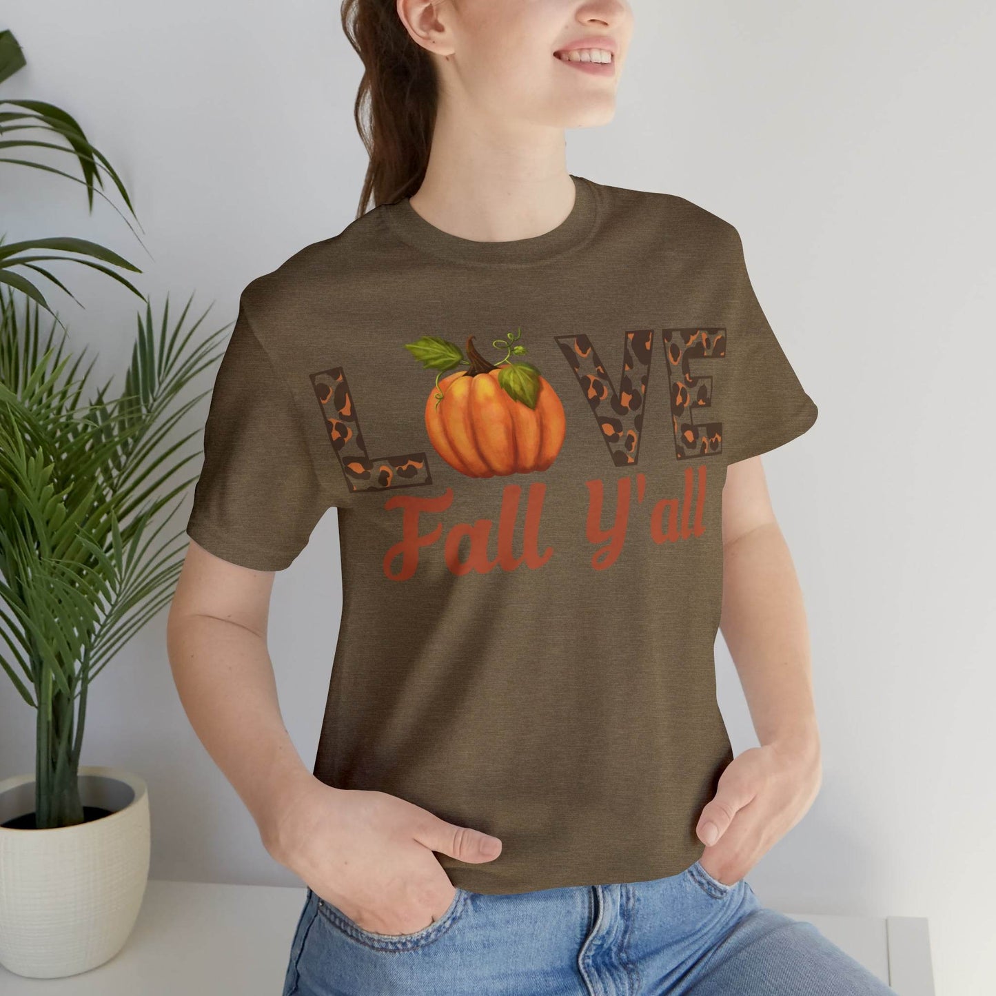 Leopard Print Love Fall Y'all Shirt, Pumpkin Shirt, Fall Shirt for Fall Lover, Fall gift - Giftsmojo