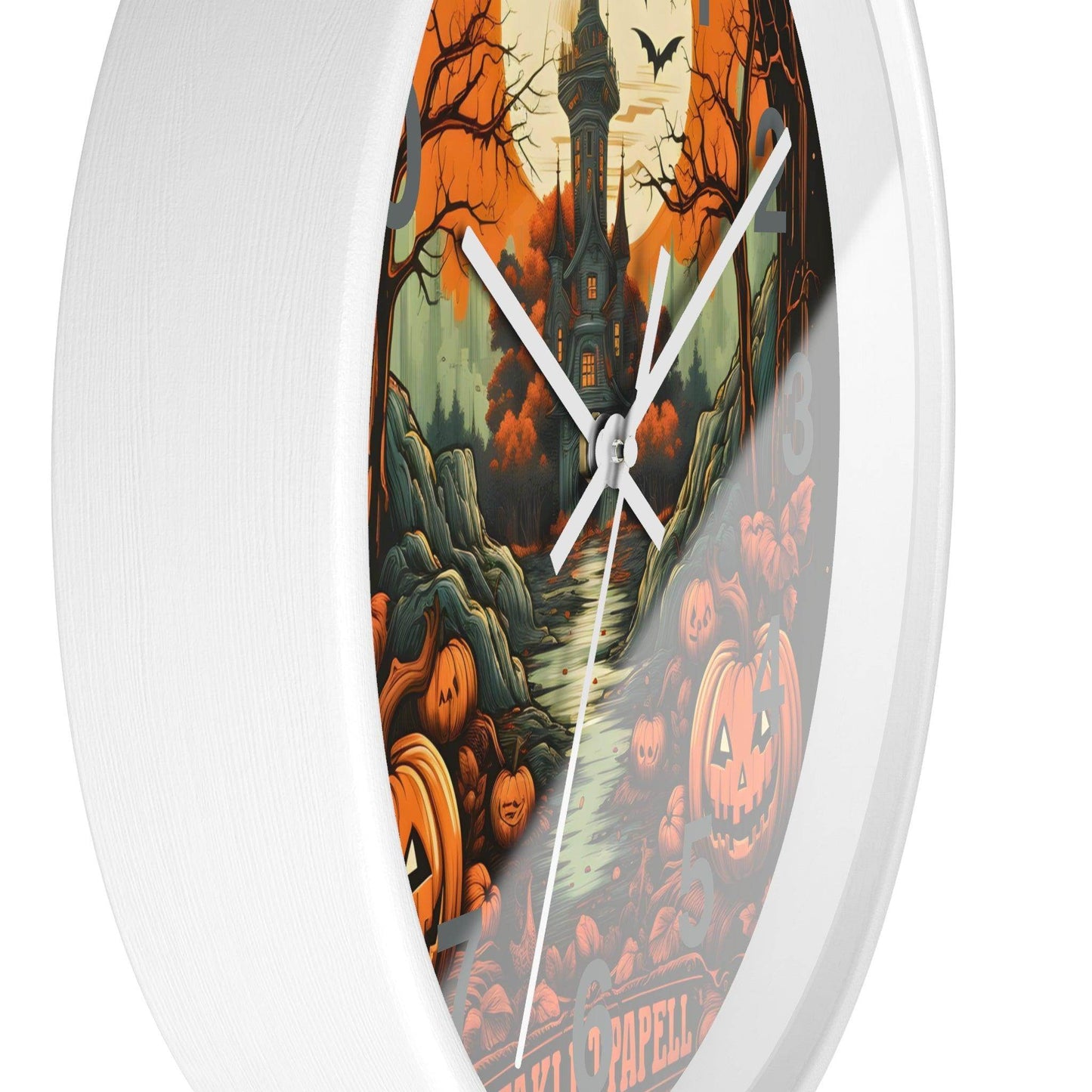 Happy HALLOTHANKSMAS Clock Halloween Ghost Wall Clock Halloween Wall Clocks Halloween Clock Fall Clock Halloween Decor - Giftsmojo