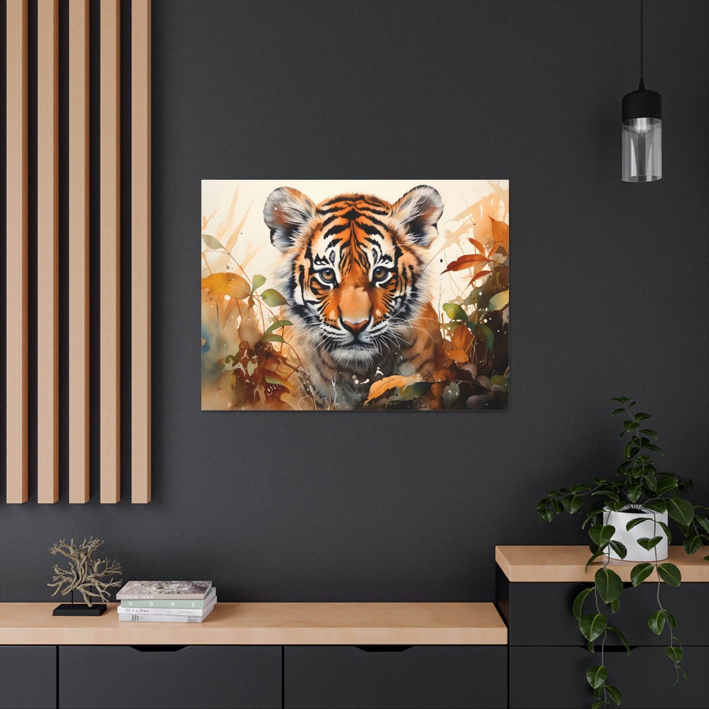 Watercolor Baby Tiger In Nature Art Canvas Gallery Wraps Tiger Print Large Canvas Art Animal Wall Art minimalist Wall Art Lover Gift - Giftsmojo