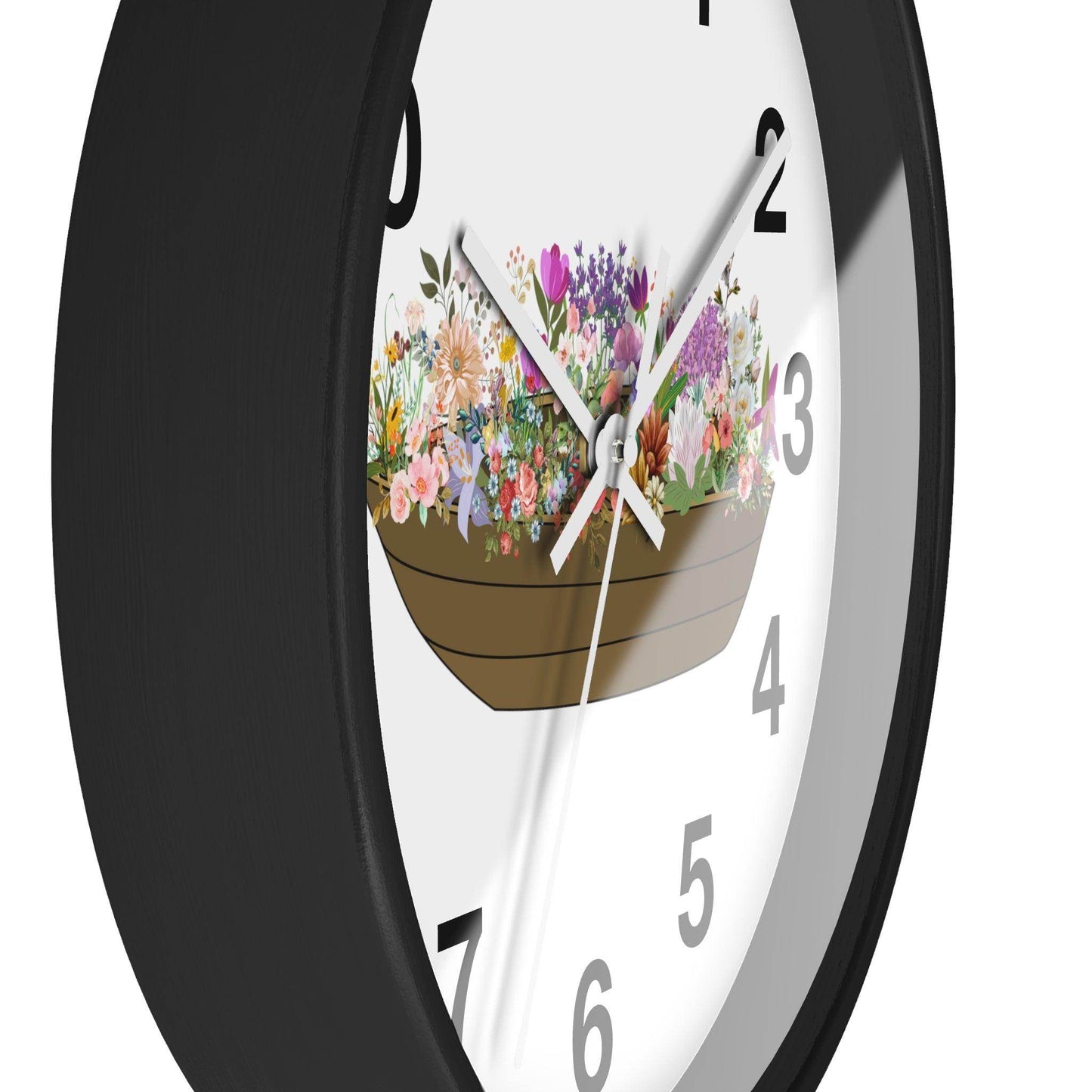 Boat Flower Wall Clock Floral Wall Clock Home Decor Gift House Warming gift - Unique Gift Farmhouse Clocks For Wall Living Room Bedroom - Giftsmojo