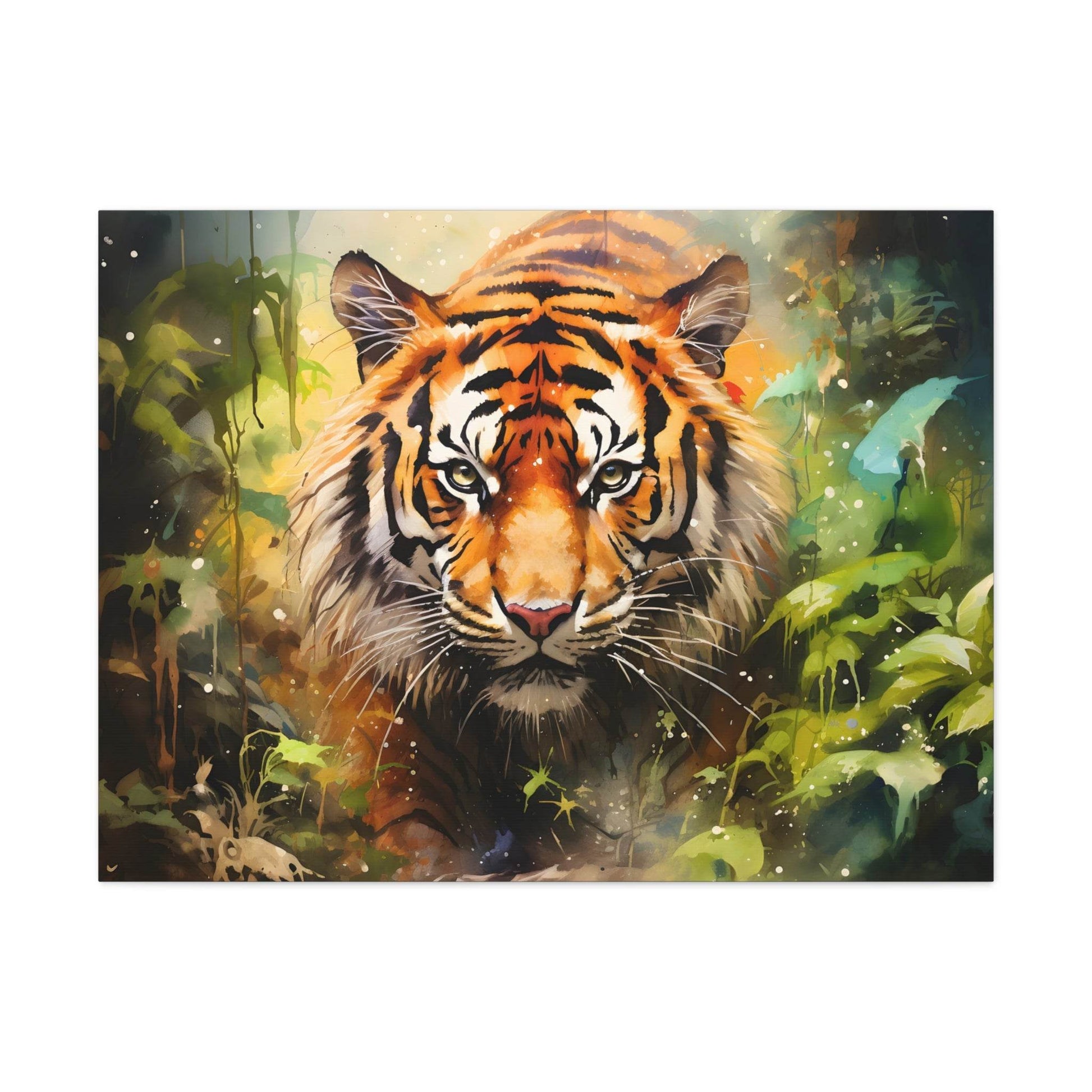Watercolor Tiger In Nature Art Canvas Gallery Wraps Tiger Print Large Canvas Art Animal Wall Art minimalist Wall Art Lover Gift - Giftsmojo