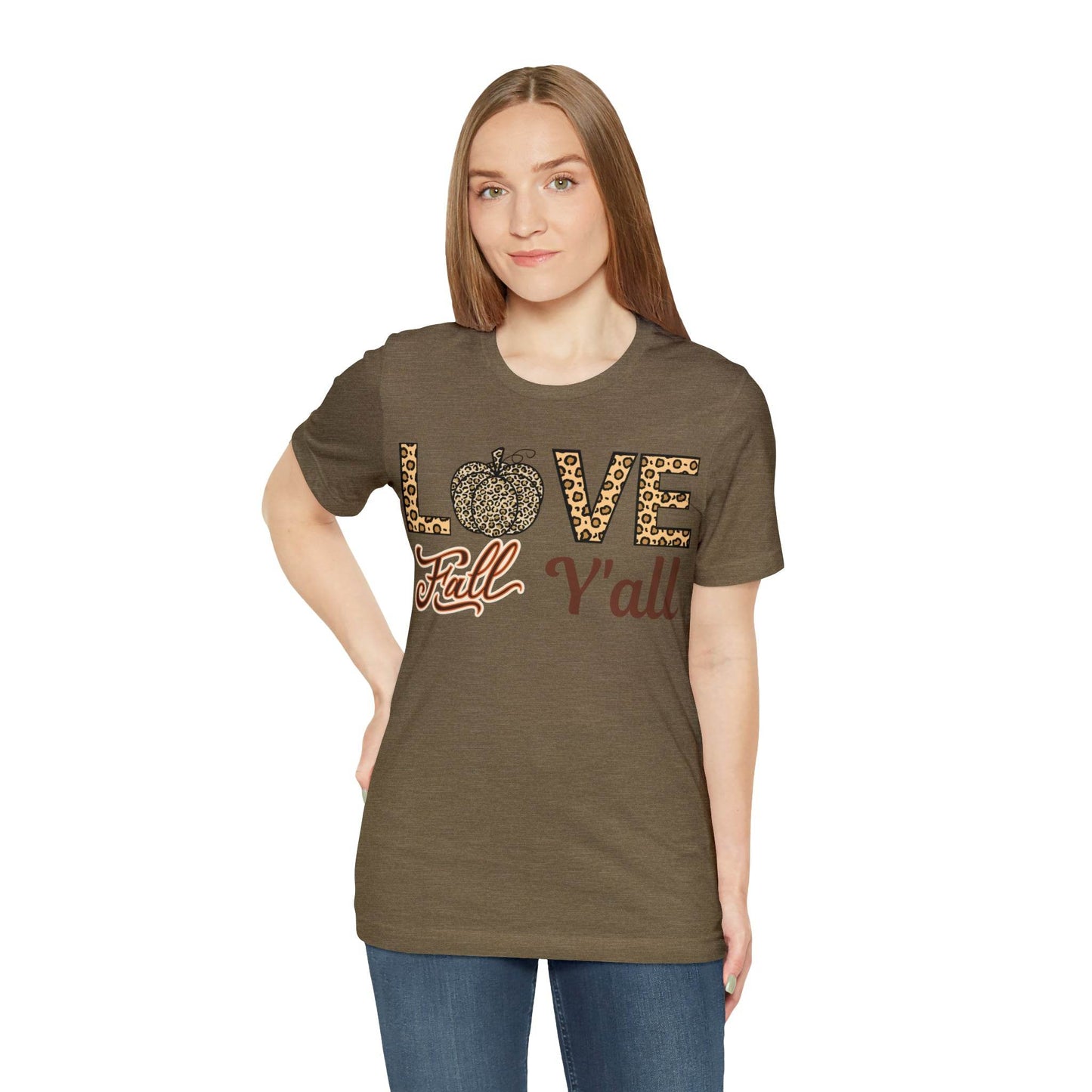 Leopard Print Love Fall Y'all Shirt, Pumpkin Shirt, Fall Shirt for Fall Lovers, Fall Gift - Giftsmojo