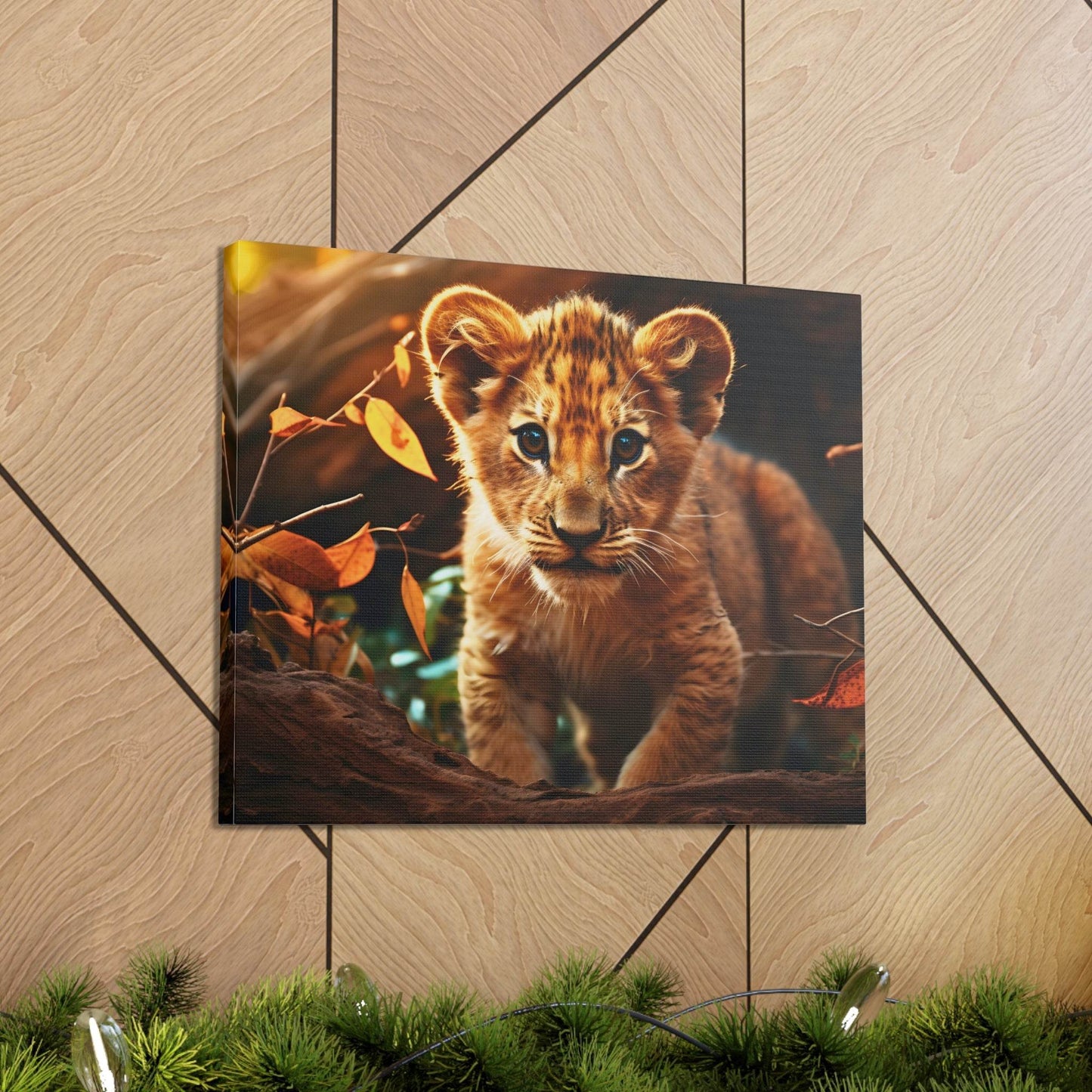 Baby Lion Cub Print Animal Nature Art Safari Nursery Canvas Gallery Wraps Baby Lion Print Large Canvas Art Animal Wall Art Lover Gift - Giftsmojo