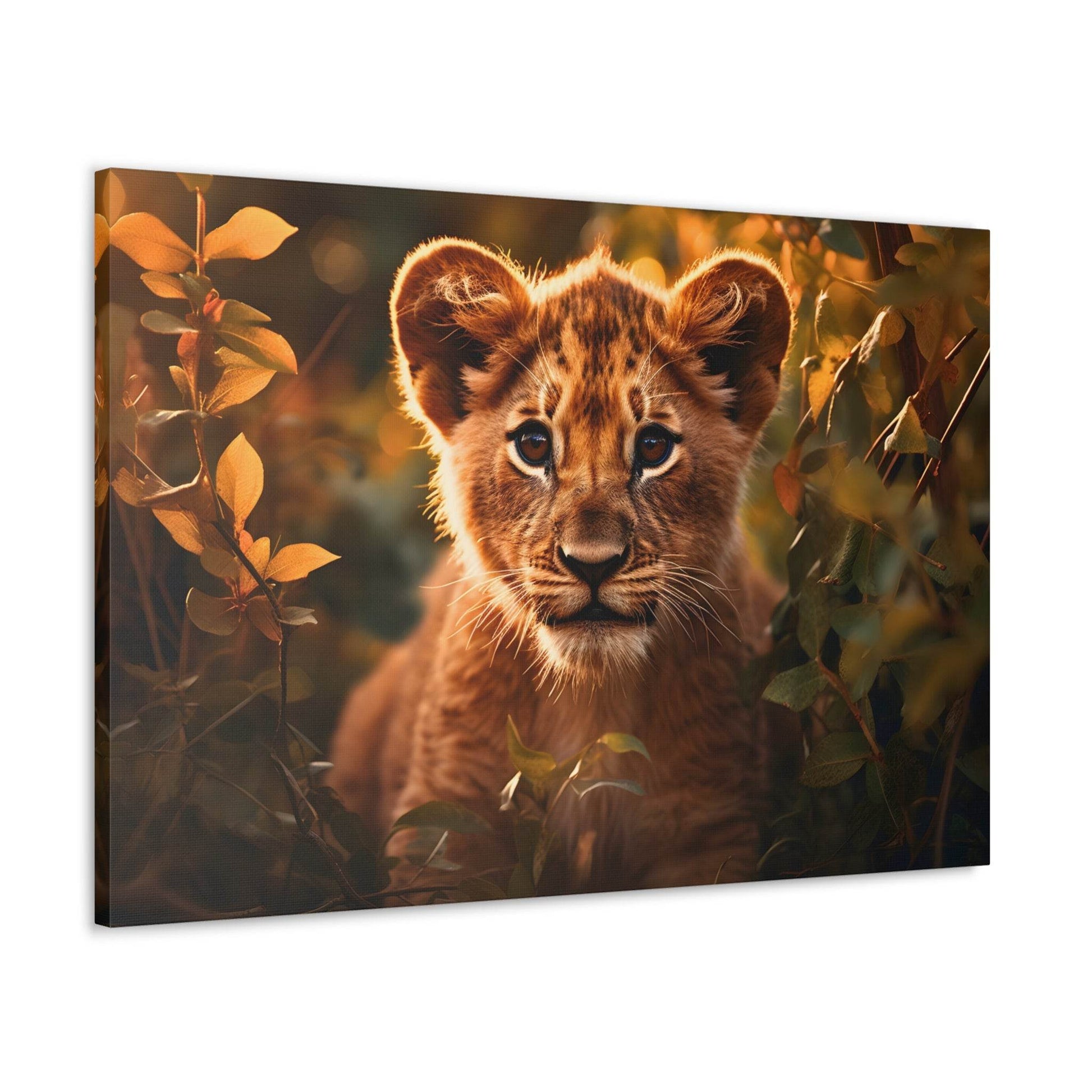 Baby Lion Cub Print Animal Nature Art Safari Nursery Canvas Gallery Wraps Baby Lion Print Large Canvas Art Animal Wall Art Lover Gift - Giftsmojo