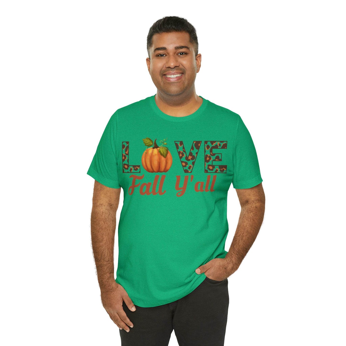 Leopard Print Love Fall Y'all Shirt, Pumpkin Shirt, Fall Shirt for Fall Lover, Fall gift - Giftsmojo