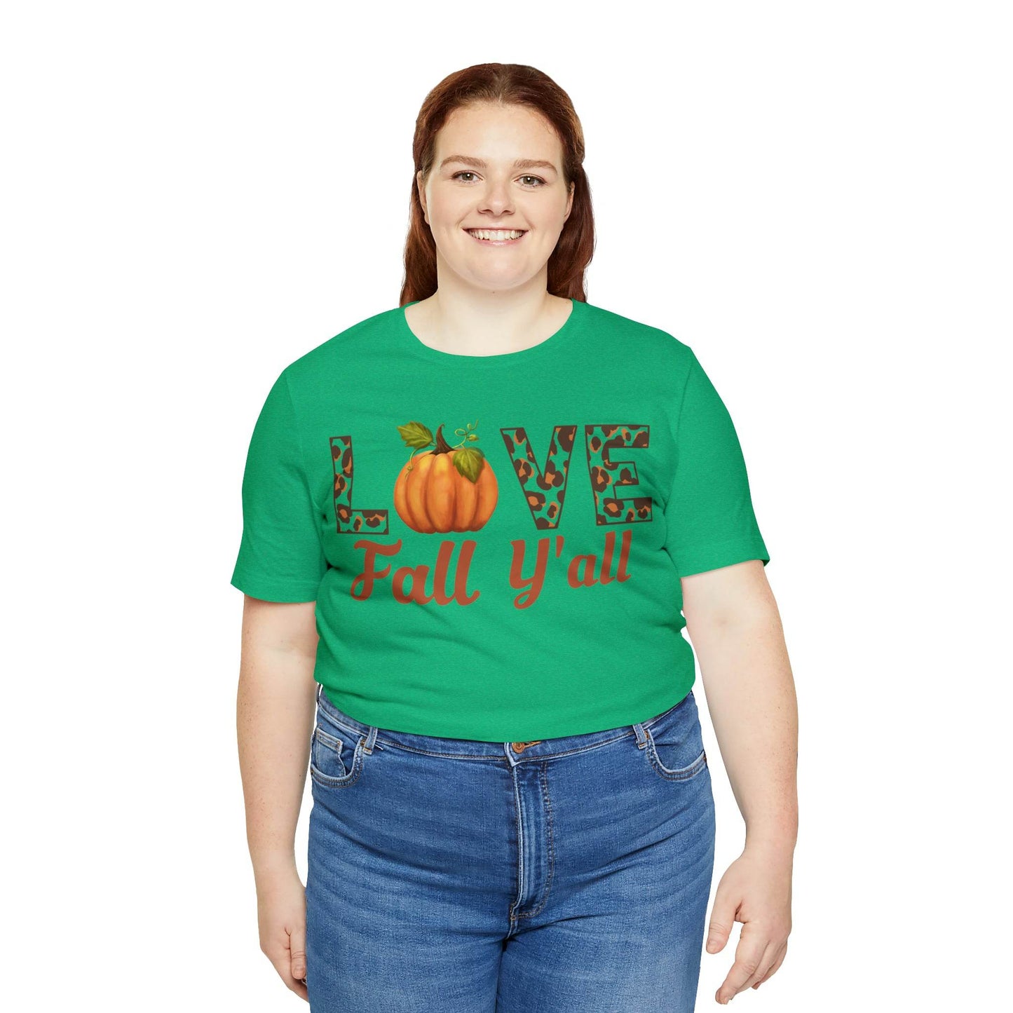 Leopard Print Love Fall Y'all Shirt, Pumpkin Shirt, Fall Shirt for Fall Lover, Fall gift - Giftsmojo