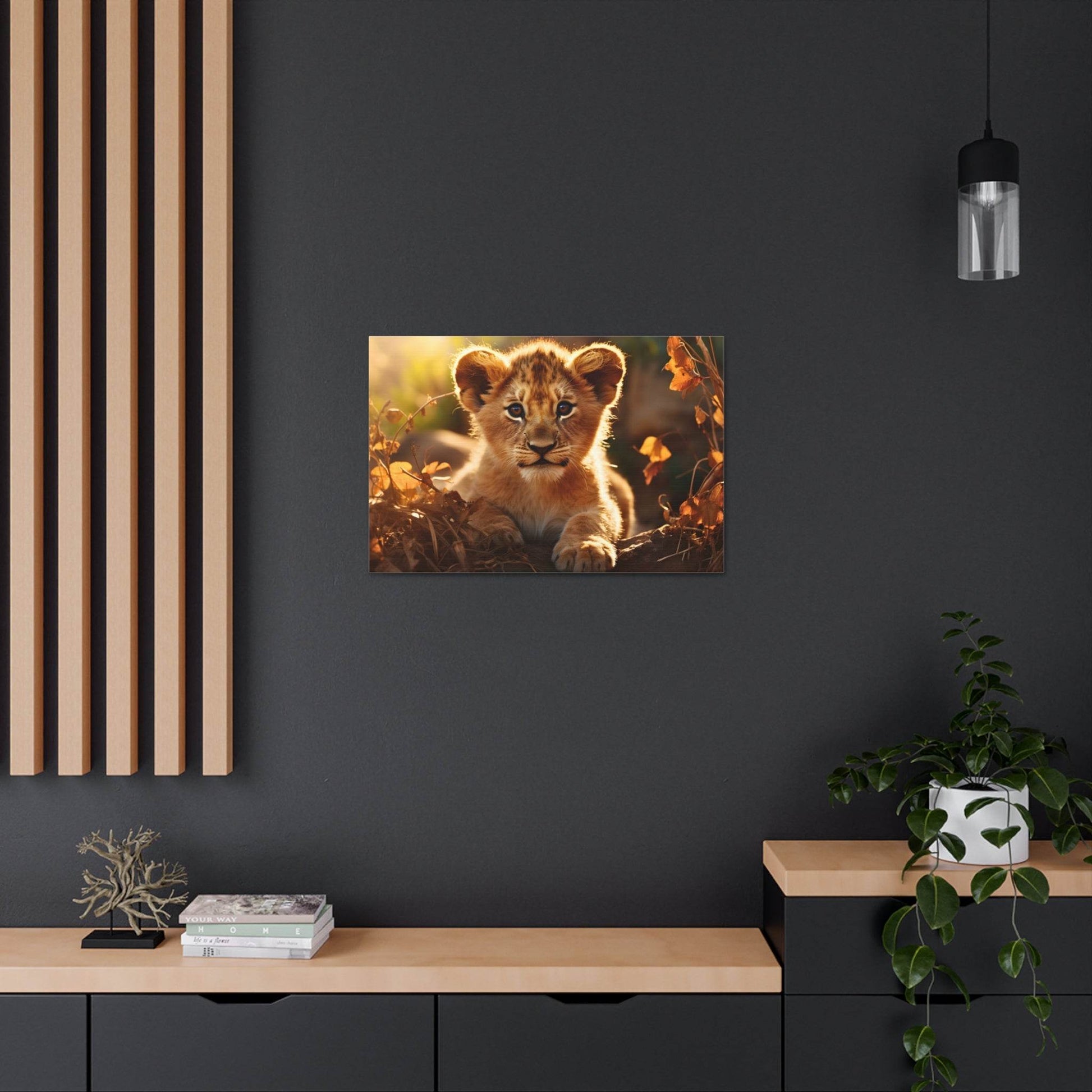 Baby Lion Cub Print Animal Nature Art Safari Nursery Canvas Gallery Wraps Baby Lion Print Large Canvas Art Animal Wall Art Lover Gift - Giftsmojo