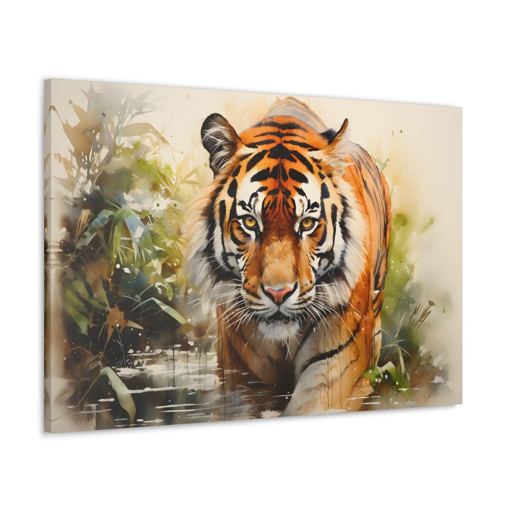 Watercolor Tiger In Nature Art Canvas Gallery Wraps Tiger Print Large Canvas Art Animal Wall Art minimalist Wall Art Lover Gift - Giftsmojo