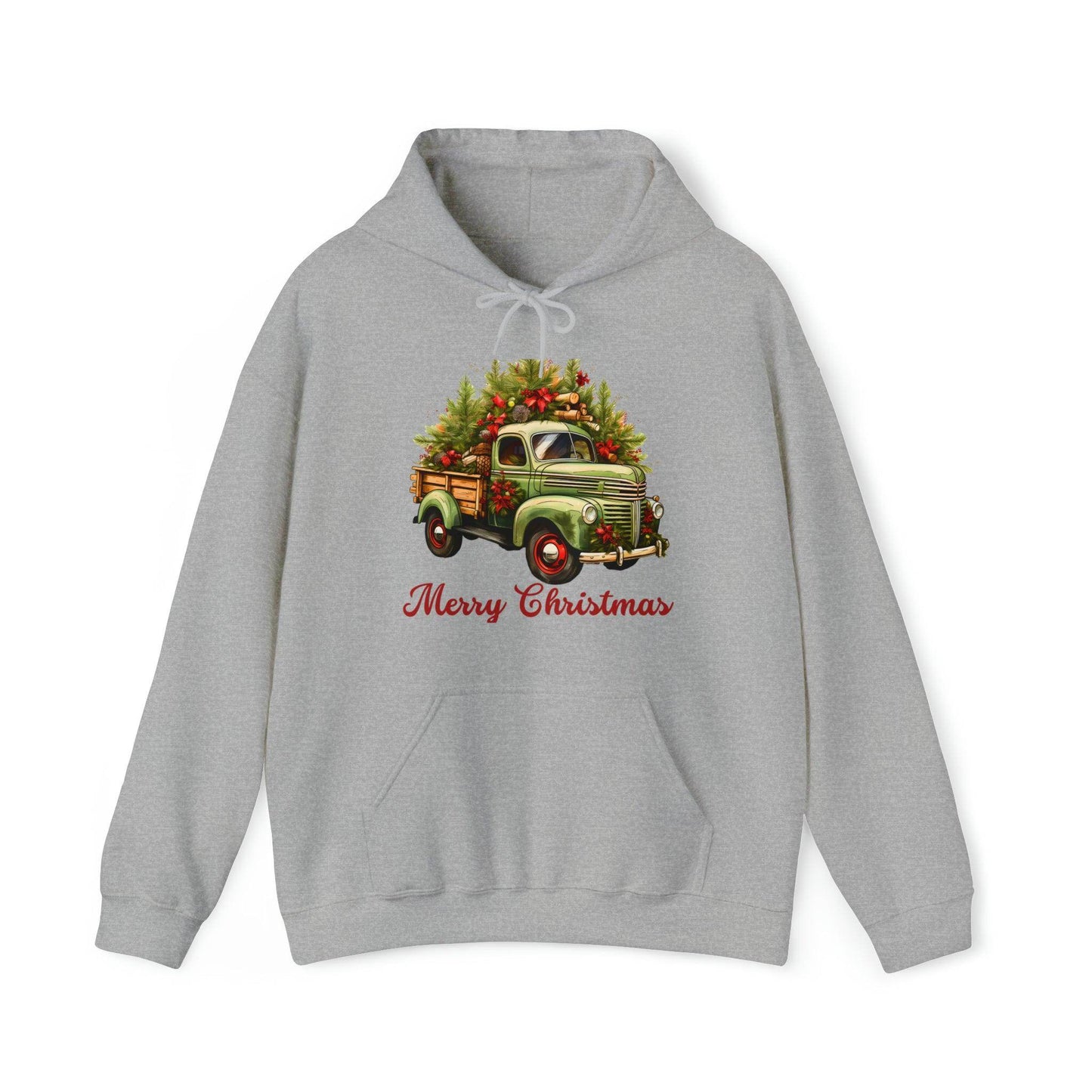 Christmas Tree Truck Hooded Sweatshirt Christmas Truck Sweatshirt Christmas Sweater Truck Pullover Christmas Tree Sweat Pine Tree Pullover - Giftsmojo