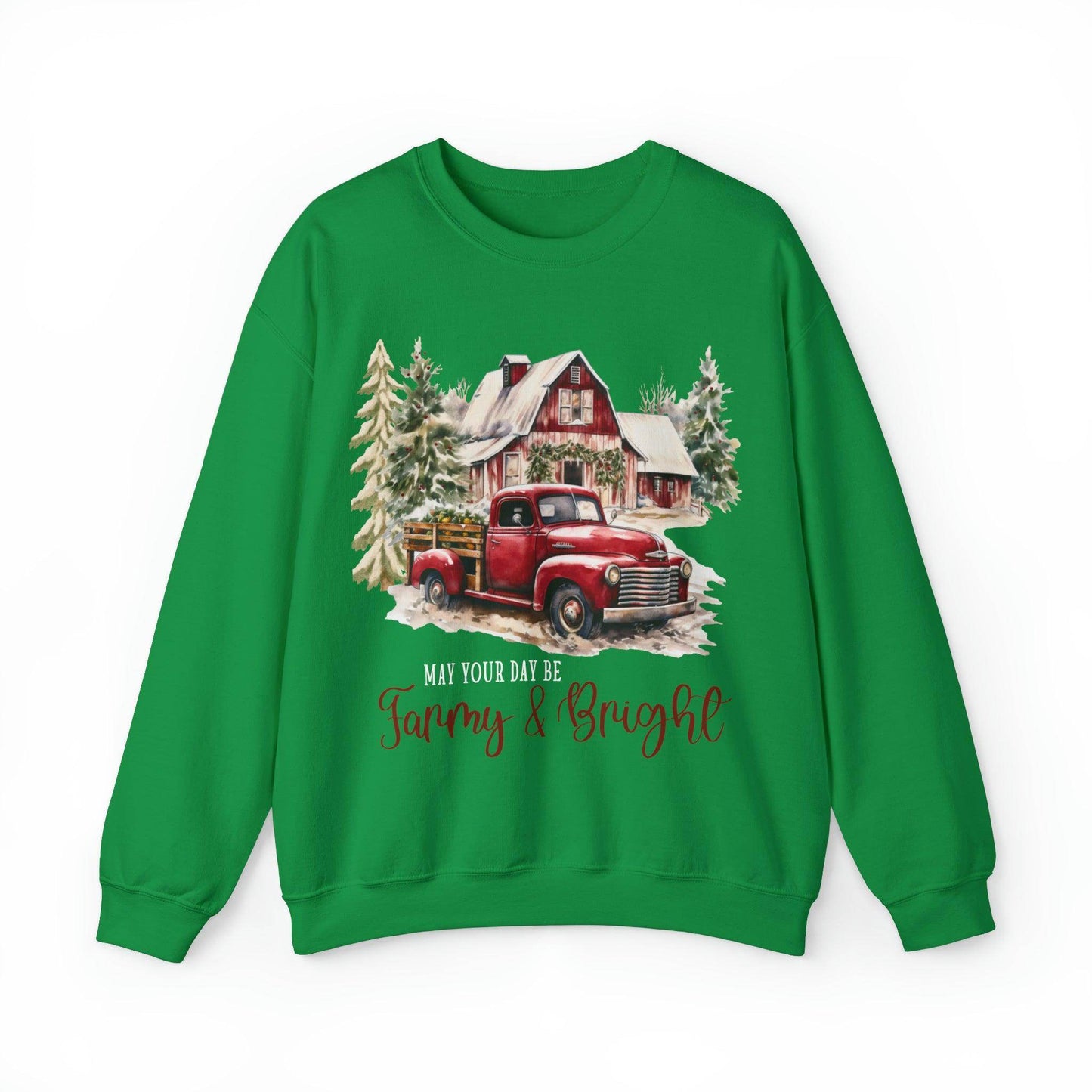 May Your Day Be Farmy And Bright Christmas Sweatshirt Christmas on The Farm Sweatshirt Christmas Farm Sweatshirt Christmas Sweater Trendy Christmas Shirt Farmers - Giftsmojo