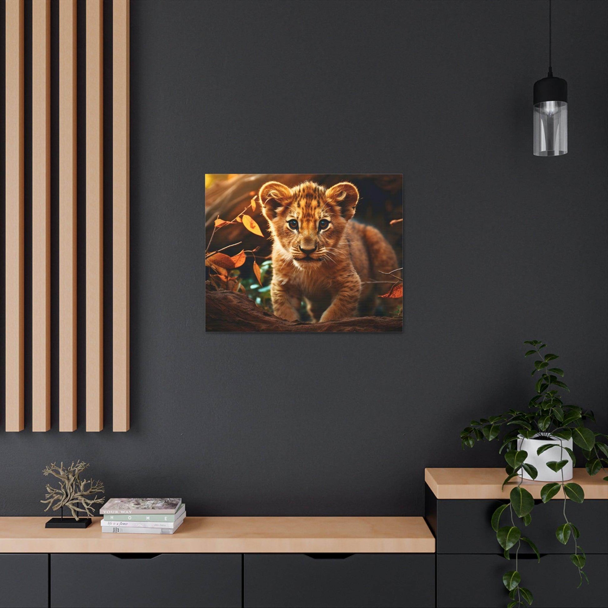 Baby Lion Cub Print Animal Nature Art Safari Nursery Canvas Gallery Wraps Baby Lion Print Large Canvas Art Animal Wall Art Lover Gift - Giftsmojo