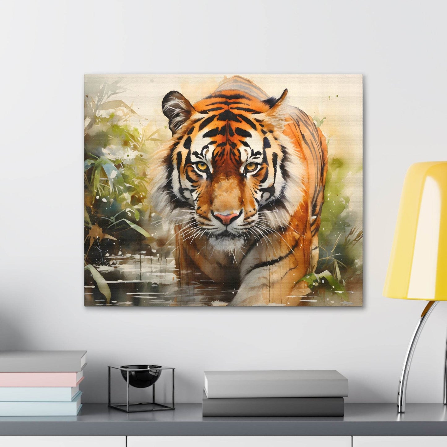 Watercolor Tiger In Nature Art Canvas Gallery Wraps Tiger Print Large Canvas Art Animal Wall Art minimalist Wall Art Lover Gift - Giftsmojo