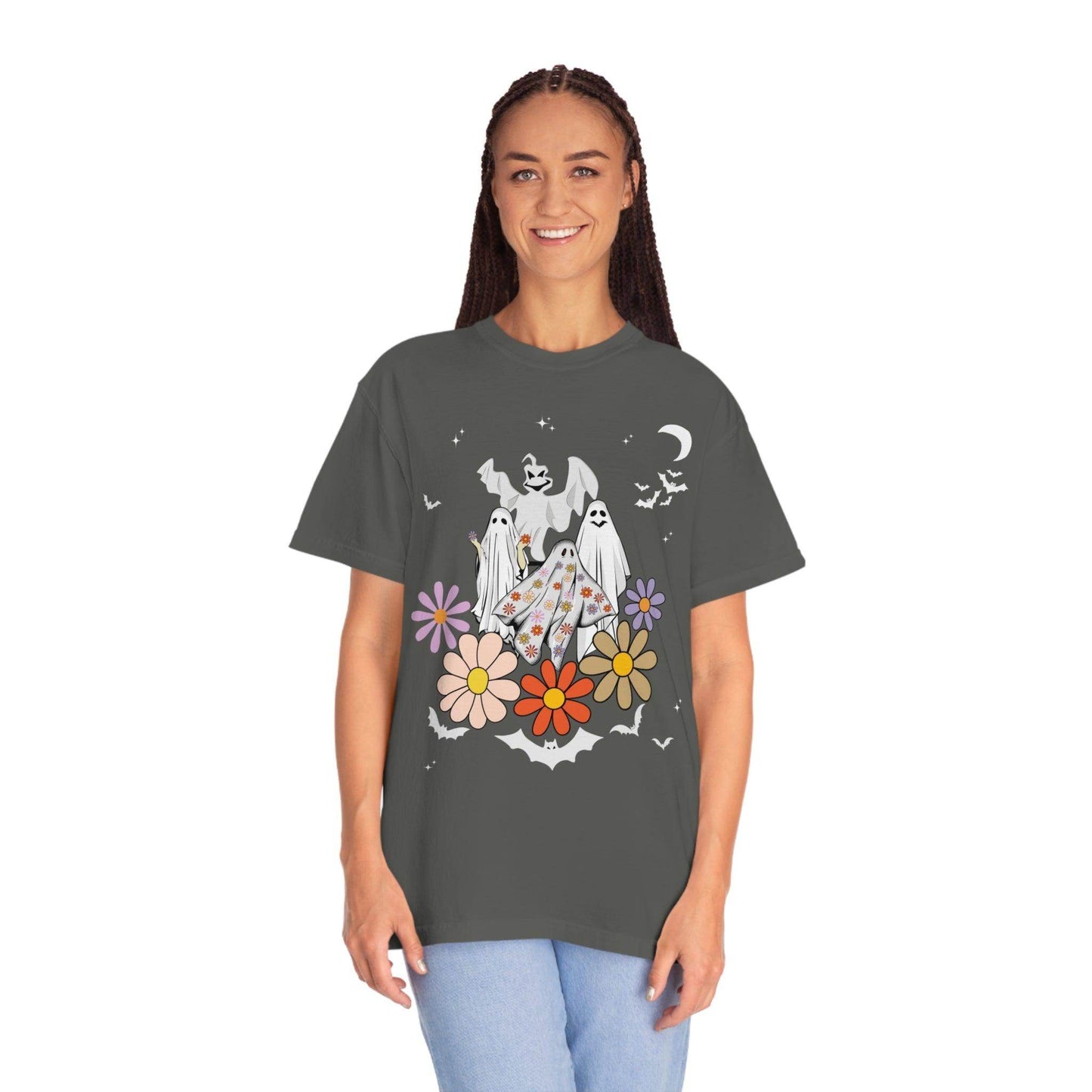 Floral Ghost Tshirt Retro Halloween Tshirt, Trick or Treat shirt, Vintage Shirt Halloween Shirt - Giftsmojo