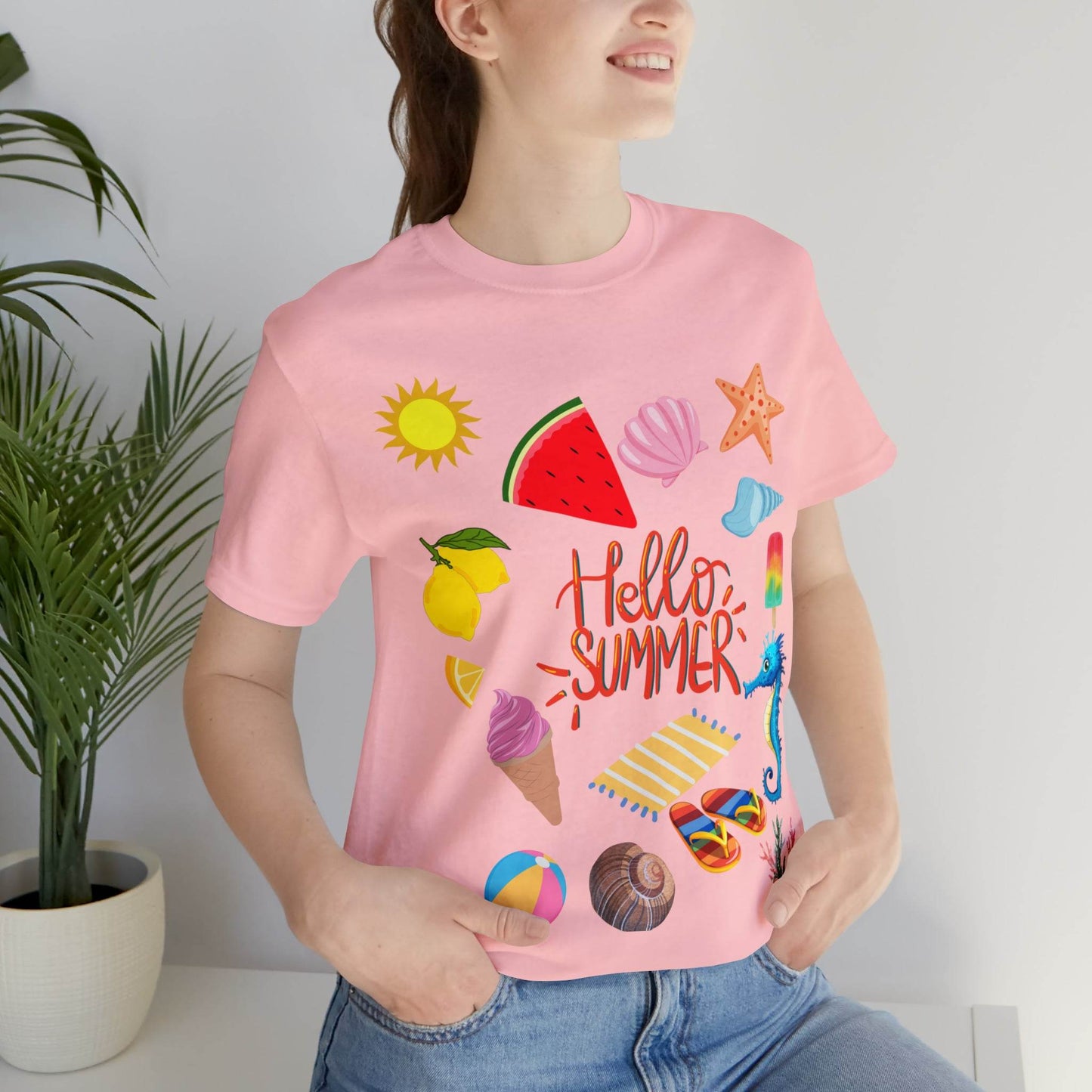 Hello Summer shirt, Summer shirts for women and men, Summer Casual Top Tee - Giftsmojo