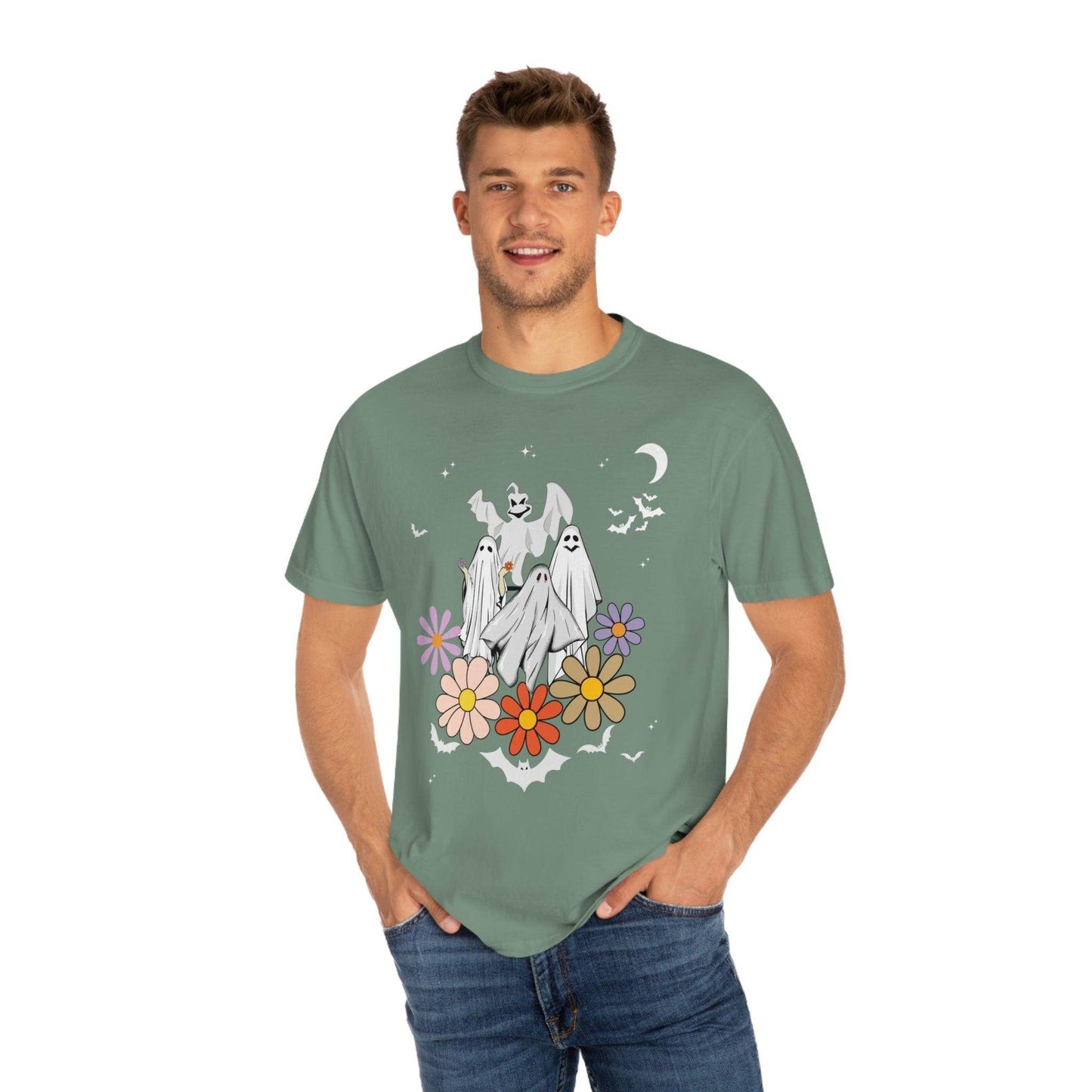 Retro Halloween t-shirt, Vintage Floral Ghost Shirt Halloween Shirt - Giftsmojo