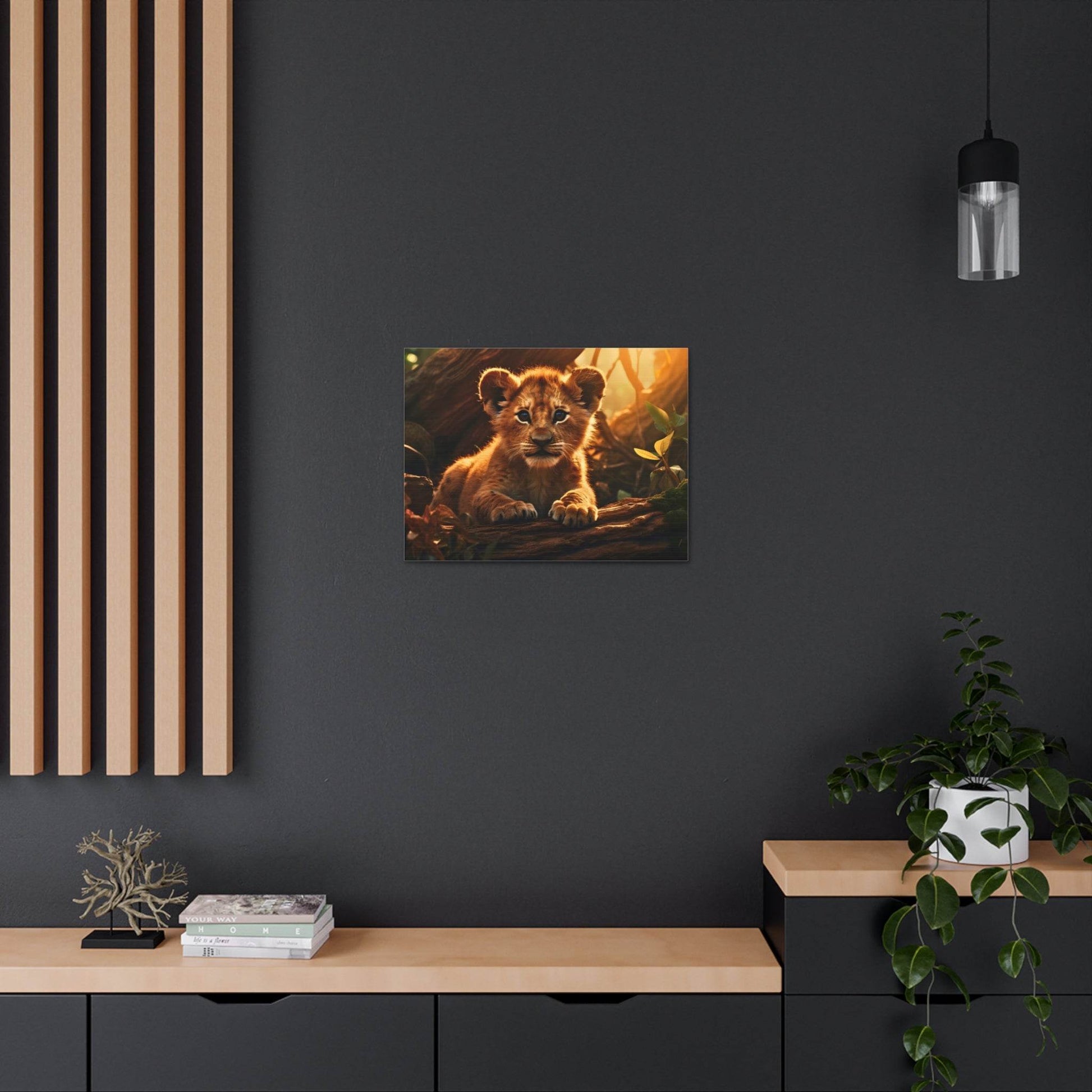 Baby Lion Cub Print Animal Nature Art Safari Nursery Canvas Gallery Wraps Baby Lion Print Large Canvas Art Animal Wall Art Lover Gift - Giftsmojo
