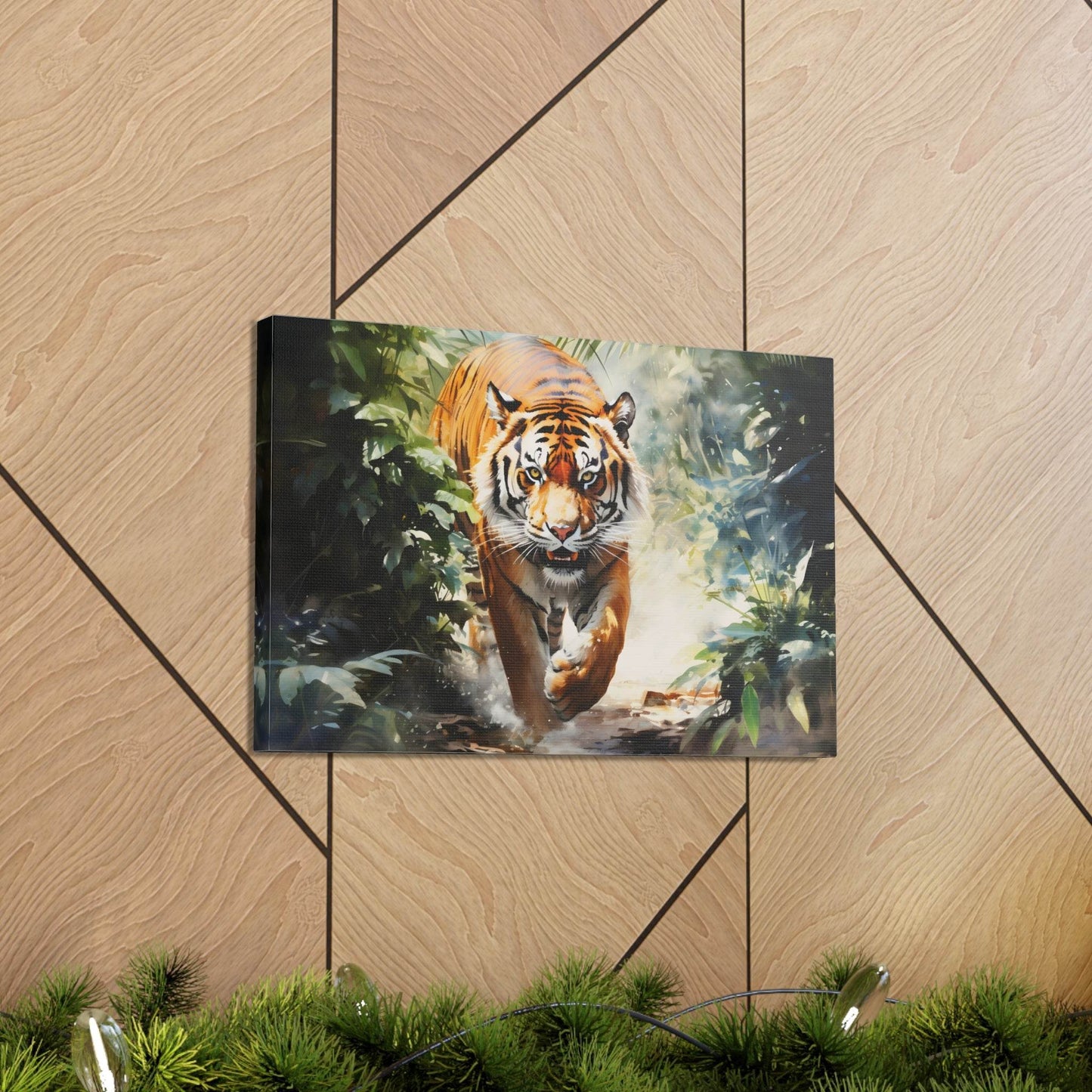Watercolor Tiger In Nature Art Canvas Gallery Wraps Tiger Print Large Canvas Art Animal Wall Art minimalist Wall Art Lover Gift - Giftsmojo
