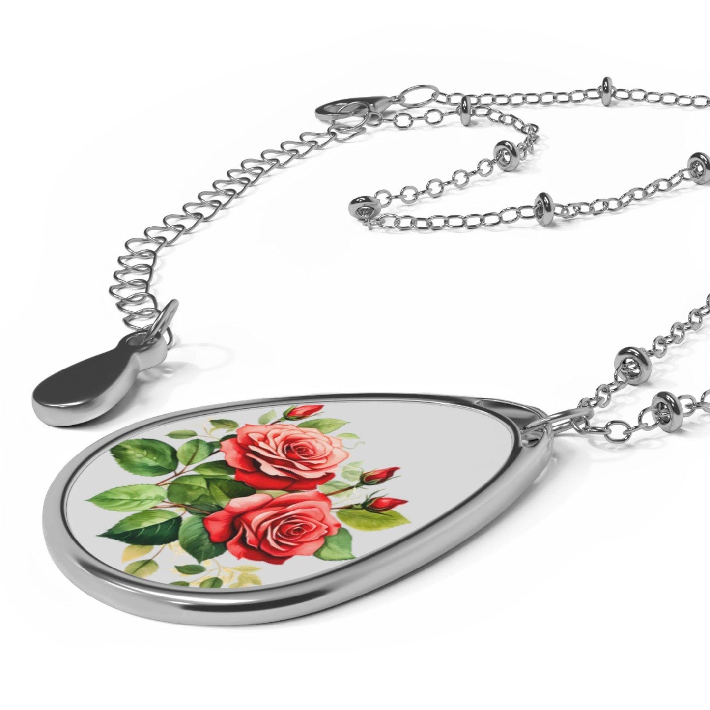 Christmas Flower Oval Necklace Flower Necklace - Unique Gift For Her Birthday Christmas Flower Necklace Flower Jewelry Nature Jewelry Floral Jewelry - Giftsmojo
