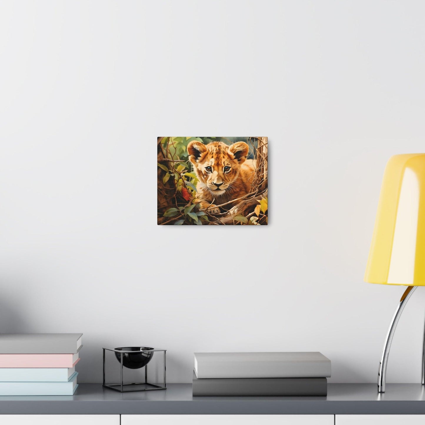Watercolor Baby Lion In Nature Art Canvas Gallery Wraps Baby Lion Print Large Canvas Art Animal Wall Art minimalist Wall Art Lover Gift