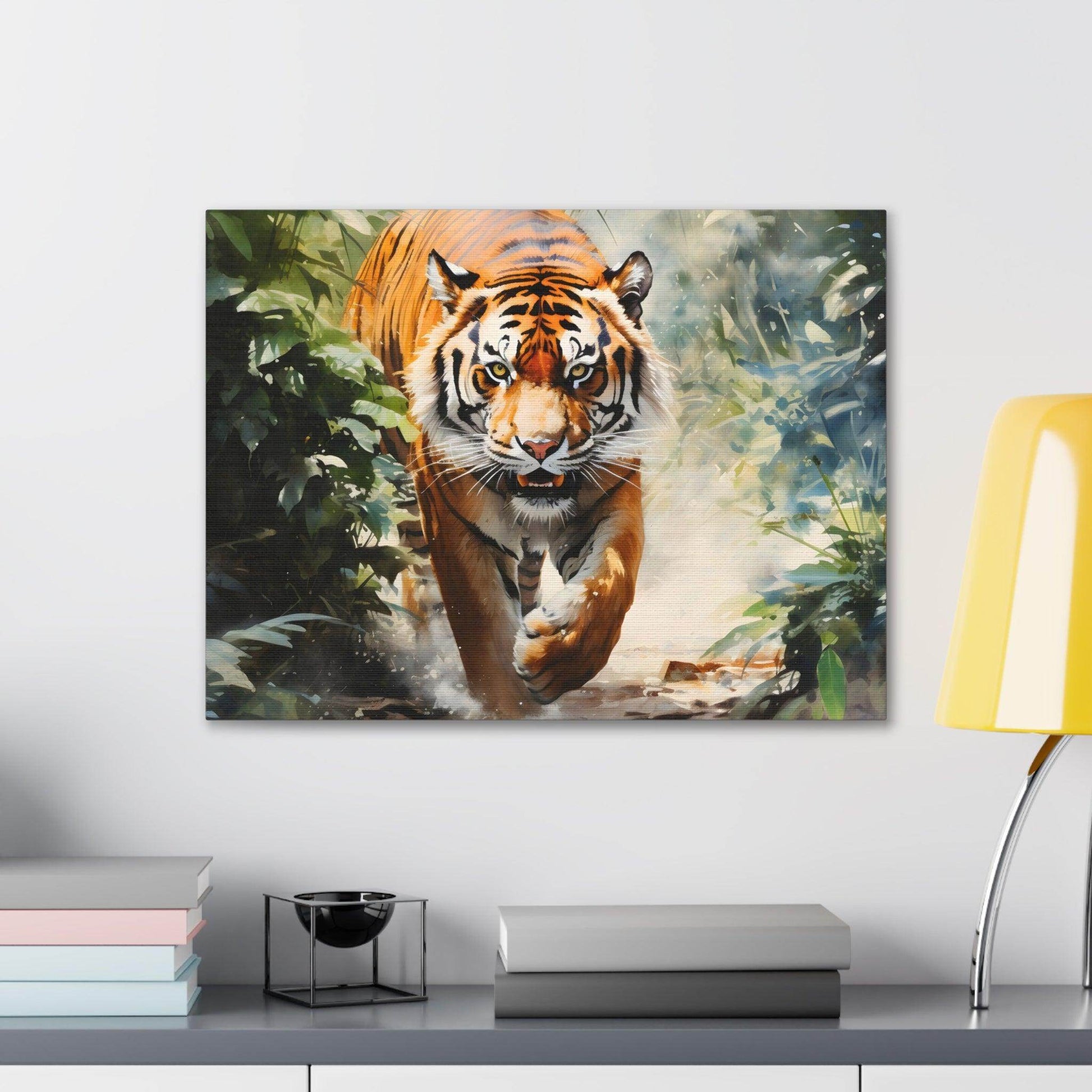 Watercolor Tiger In Nature Art Canvas Gallery Wraps Tiger Print Large Canvas Art Animal Wall Art minimalist Wall Art Lover Gift - Giftsmojo