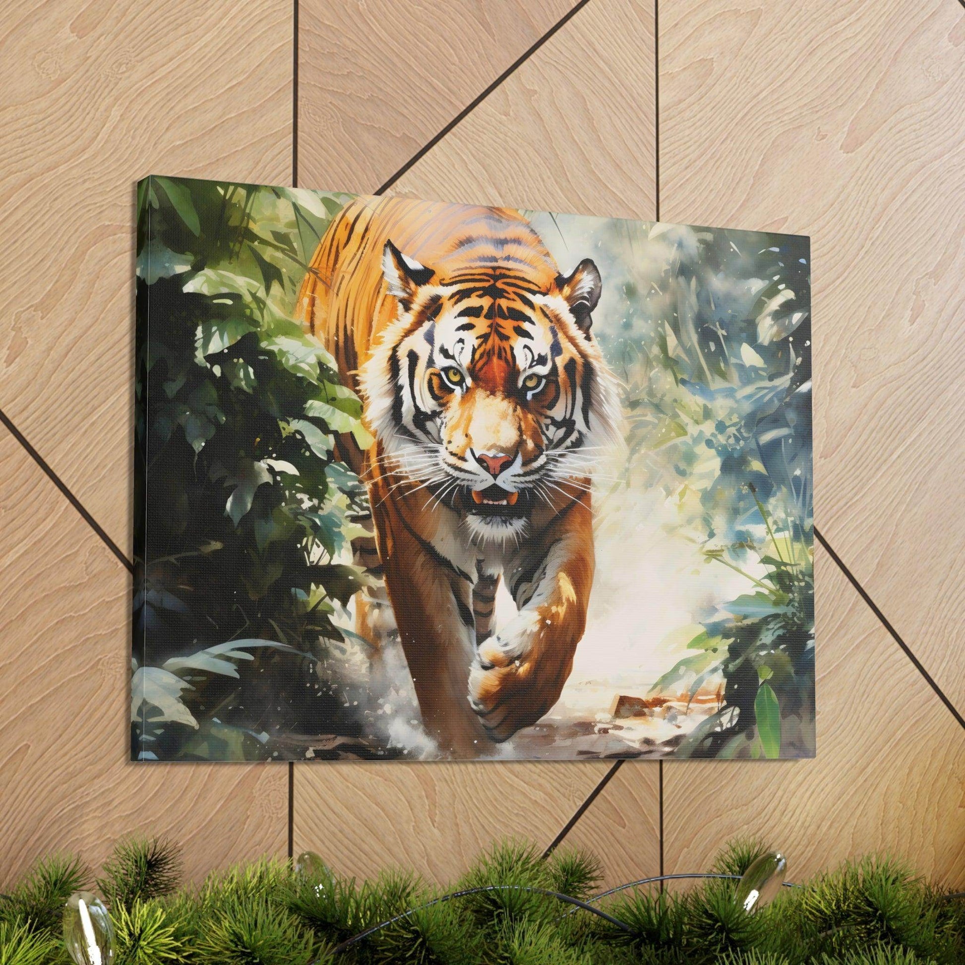 Watercolor Tiger In Nature Art Canvas Gallery Wraps Tiger Print Large Canvas Art Animal Wall Art minimalist Wall Art Lover Gift - Giftsmojo