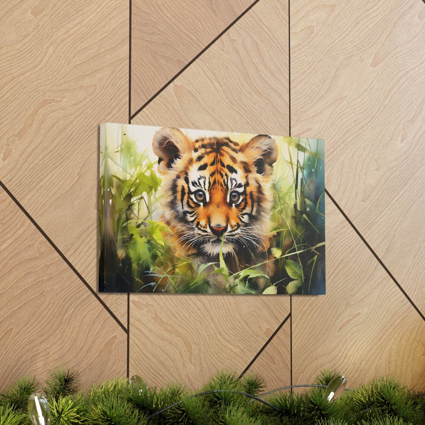 Watercolor Baby Tiger In Nature Art Canvas Gallery Wraps Tiger Print Large Canvas Art Animal Wall Art minimalist Wall Art Lover Gift - Giftsmojo
