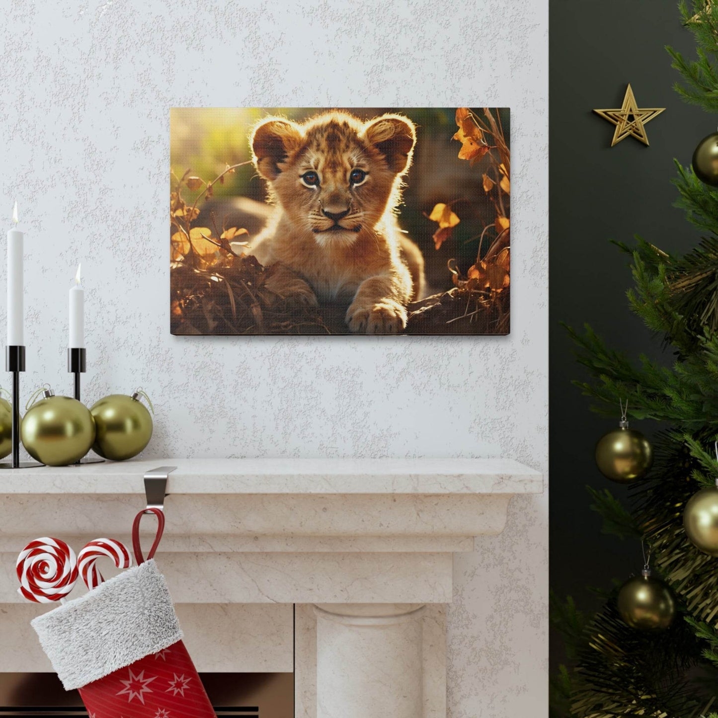 Baby Lion Cub Print Animal Nature Art Safari Nursery Canvas Gallery Wraps Baby Lion Print Large Canvas Art Animal Wall Art Lover Gift - Giftsmojo
