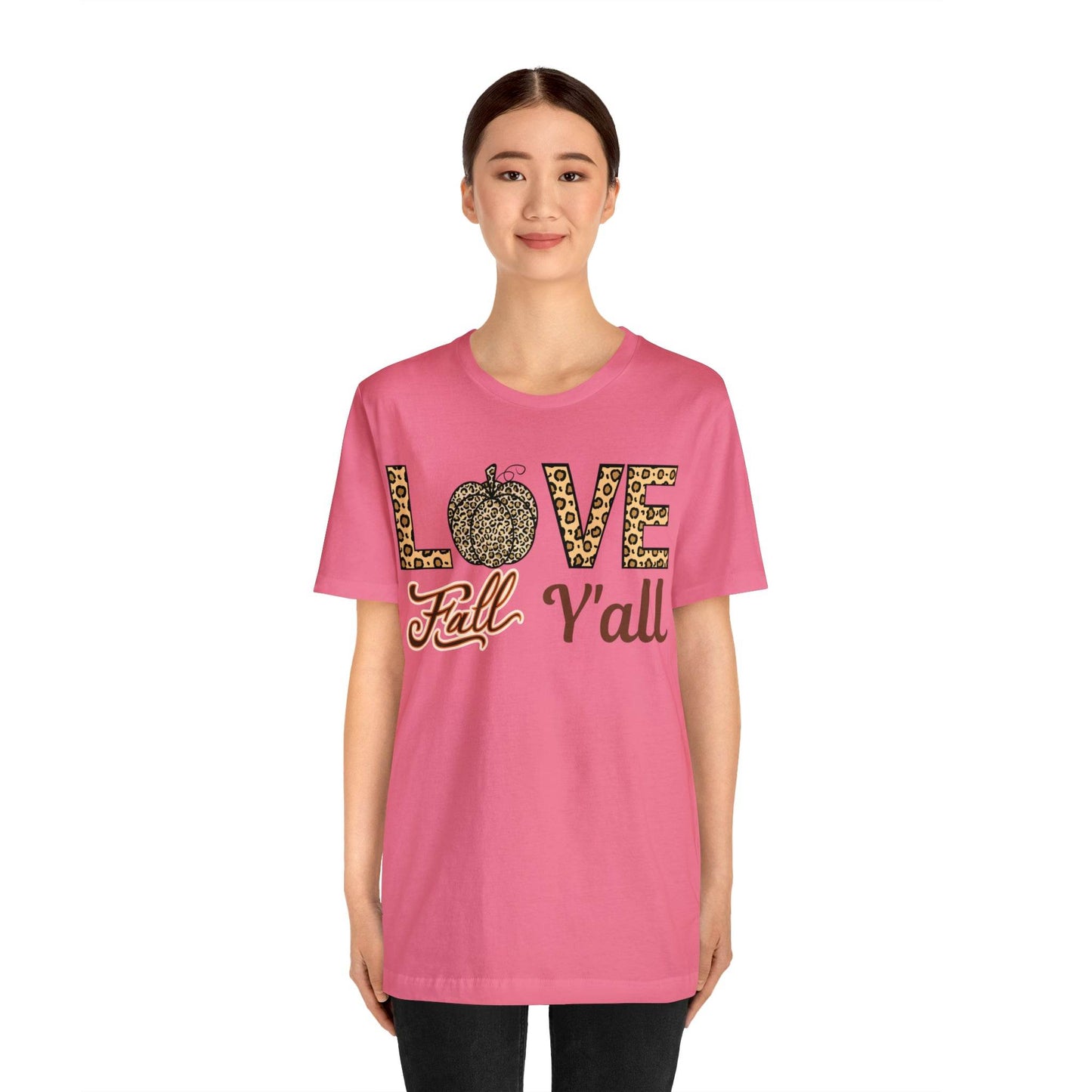 Leopard Print Love Fall Y'all Shirt, Pumpkin Shirt, Fall Shirt for Fall Lovers, Fall Gift - Giftsmojo