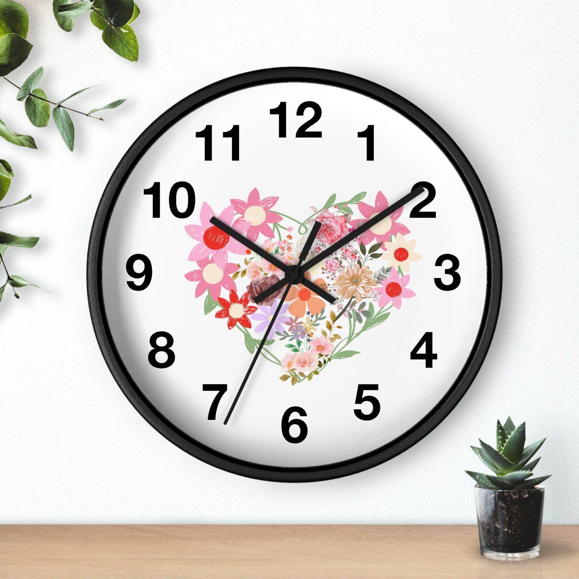 Flower wall clock, Flower Heart Wall clock, Floral Wall Clock, Home decor gift, House Warming gift, New Home Gift, Mom gift - Giftsmojo