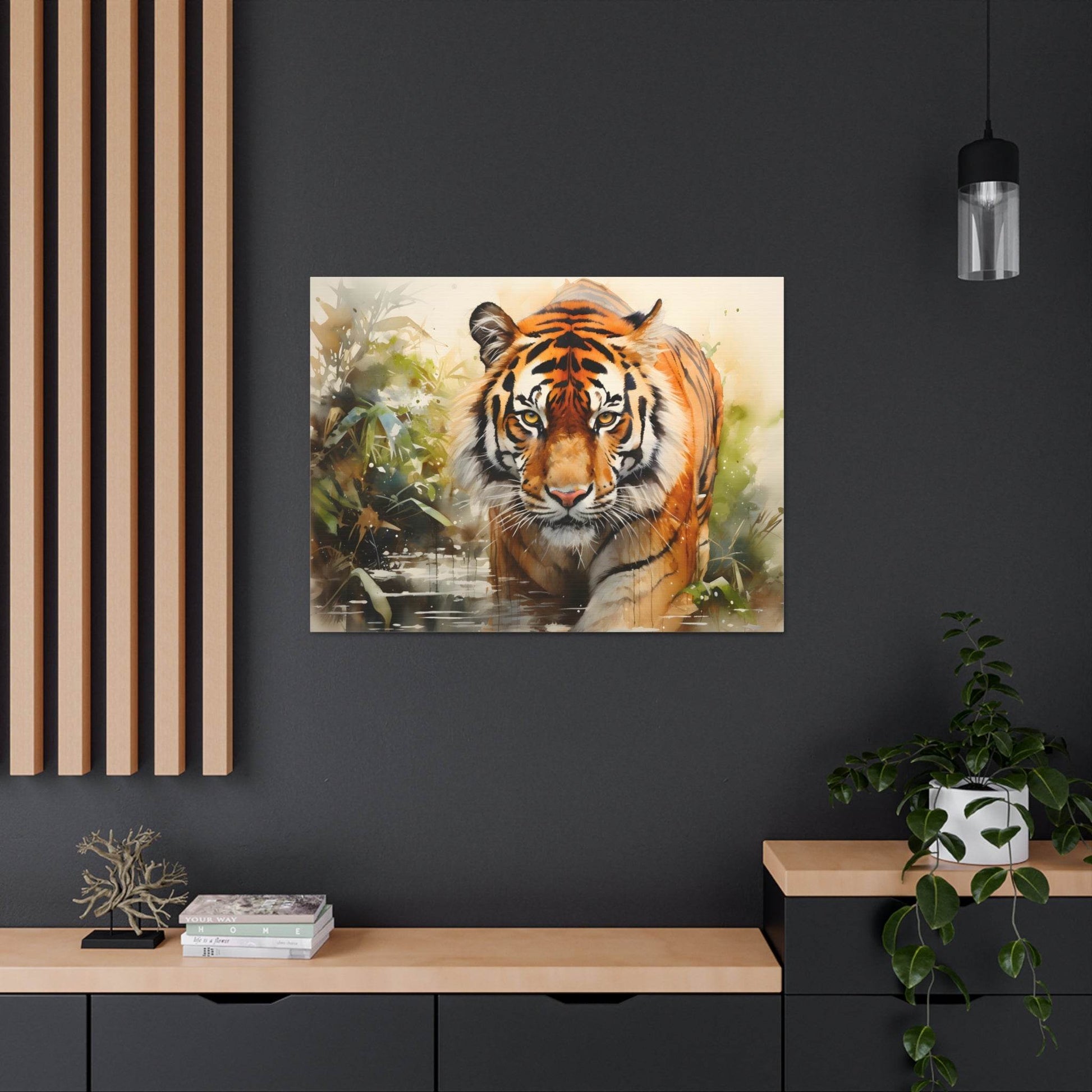 Watercolor Tiger In Nature Art Canvas Gallery Wraps Tiger Print Large Canvas Art Animal Wall Art minimalist Wall Art Lover Gift - Giftsmojo