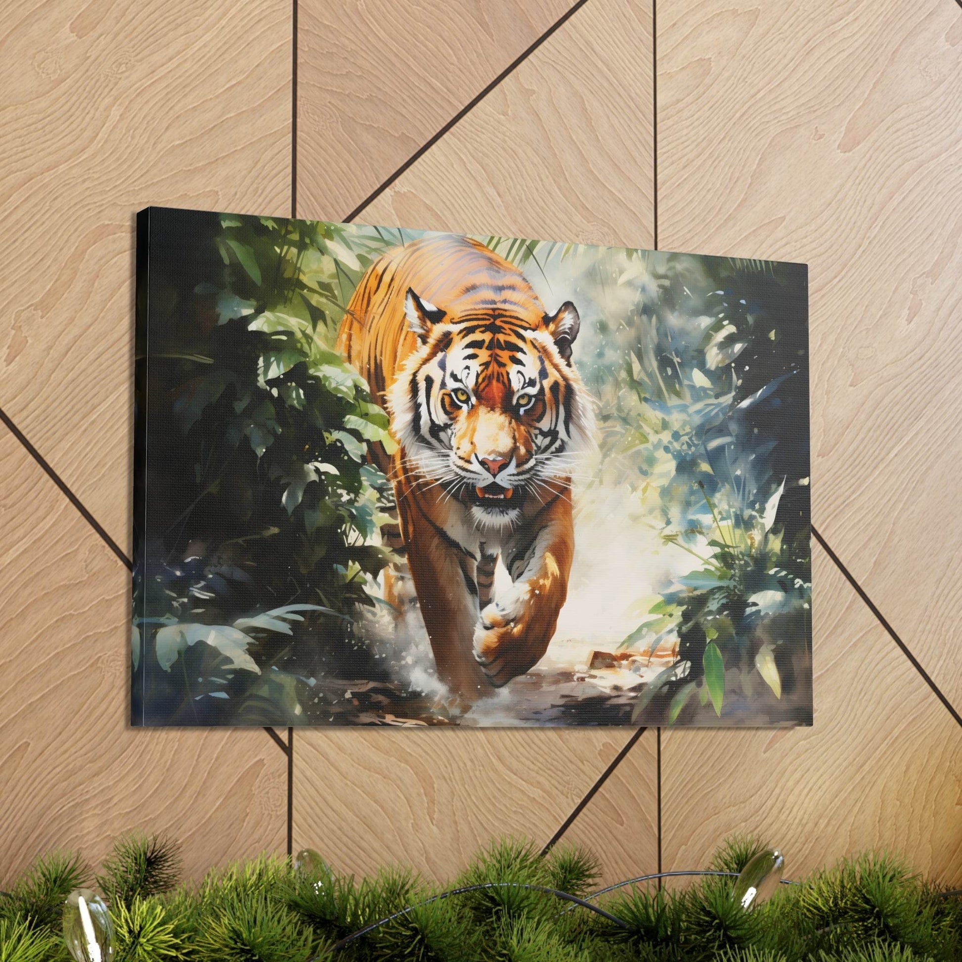 Watercolor Tiger In Nature Art Canvas Gallery Wraps Tiger Print Large Canvas Art Animal Wall Art minimalist Wall Art Lover Gift - Giftsmojo