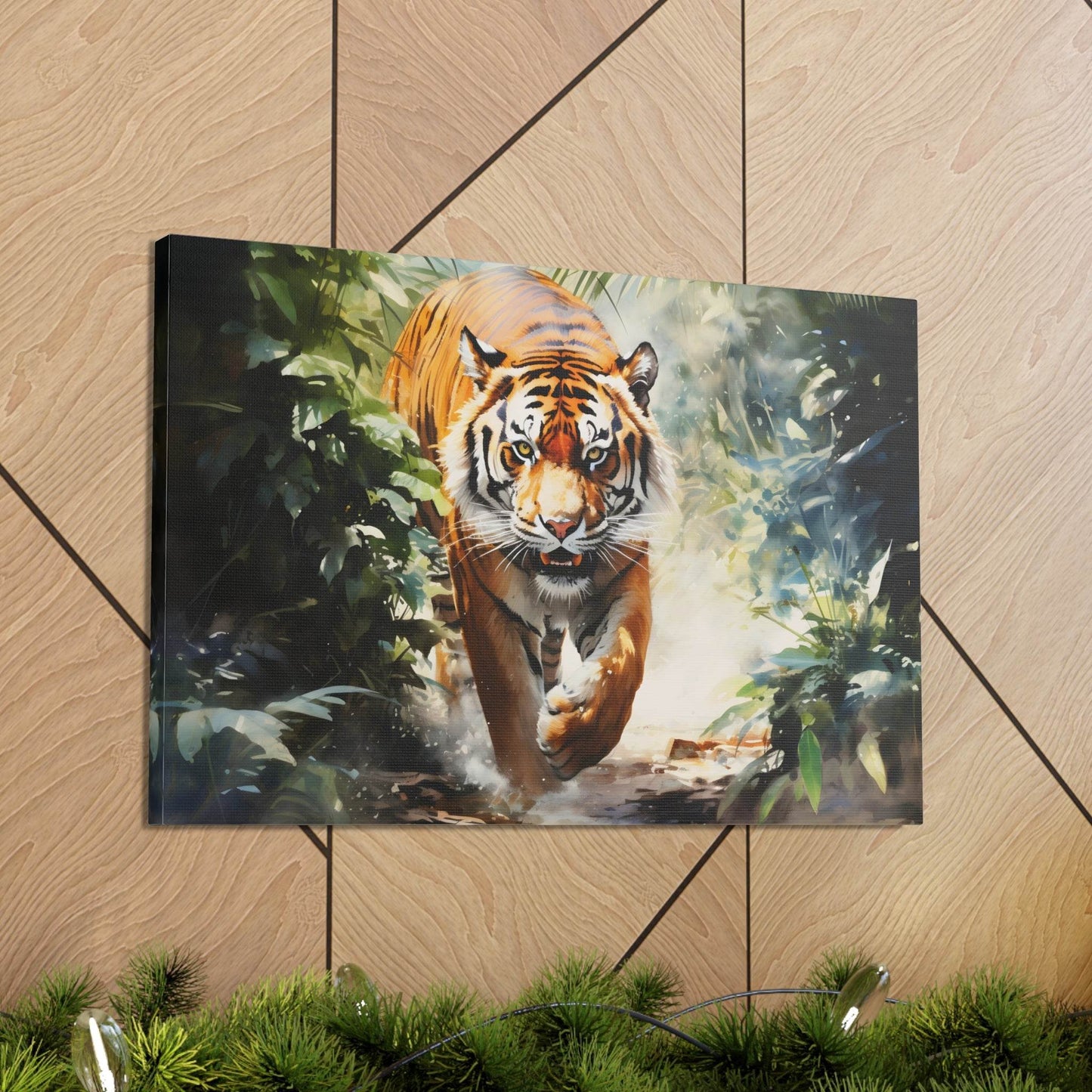 Watercolor Tiger In Nature Art Canvas Gallery Wraps Tiger Print Large Canvas Art Animal Wall Art minimalist Wall Art Lover Gift - Giftsmojo