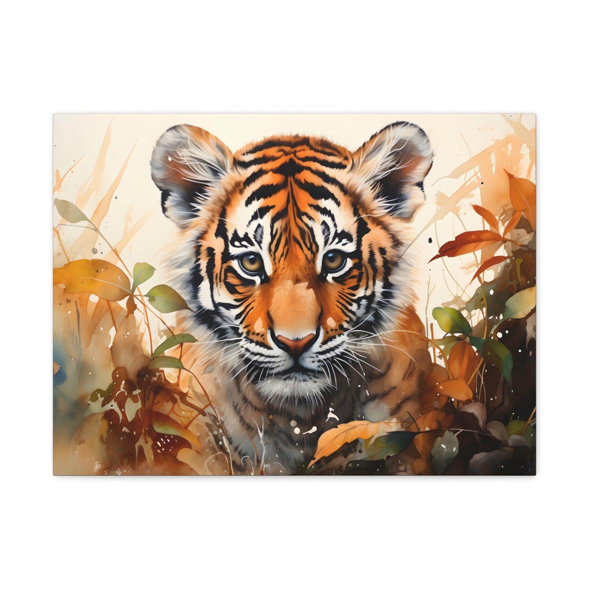 Watercolor Baby Tiger In Nature Art Canvas Gallery Wraps Tiger Print Large Canvas Art Animal Wall Art minimalist Wall Art Lover Gift - Giftsmojo