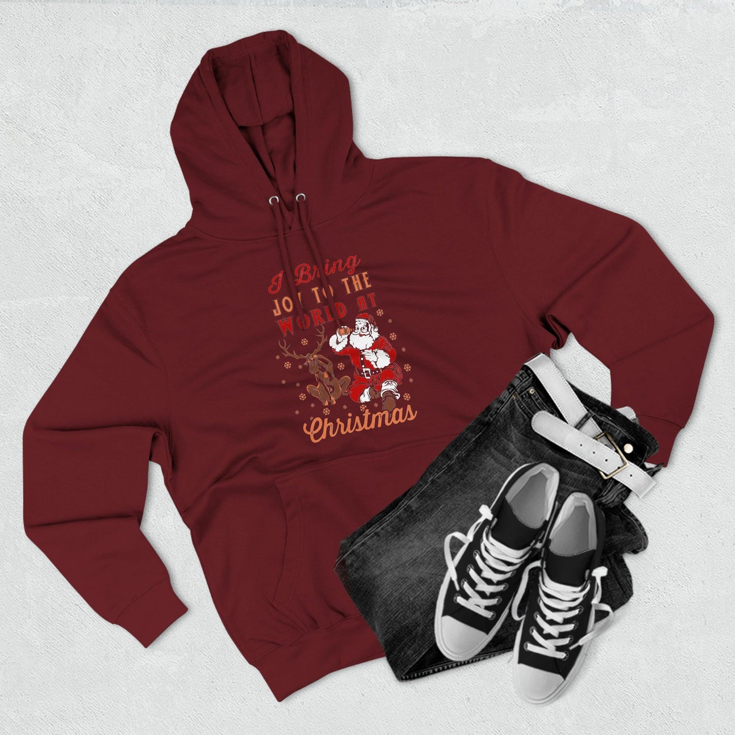 I bring Joy to the World at Christmas Unisex Premium Pullover Hoodie - Giftsmojo