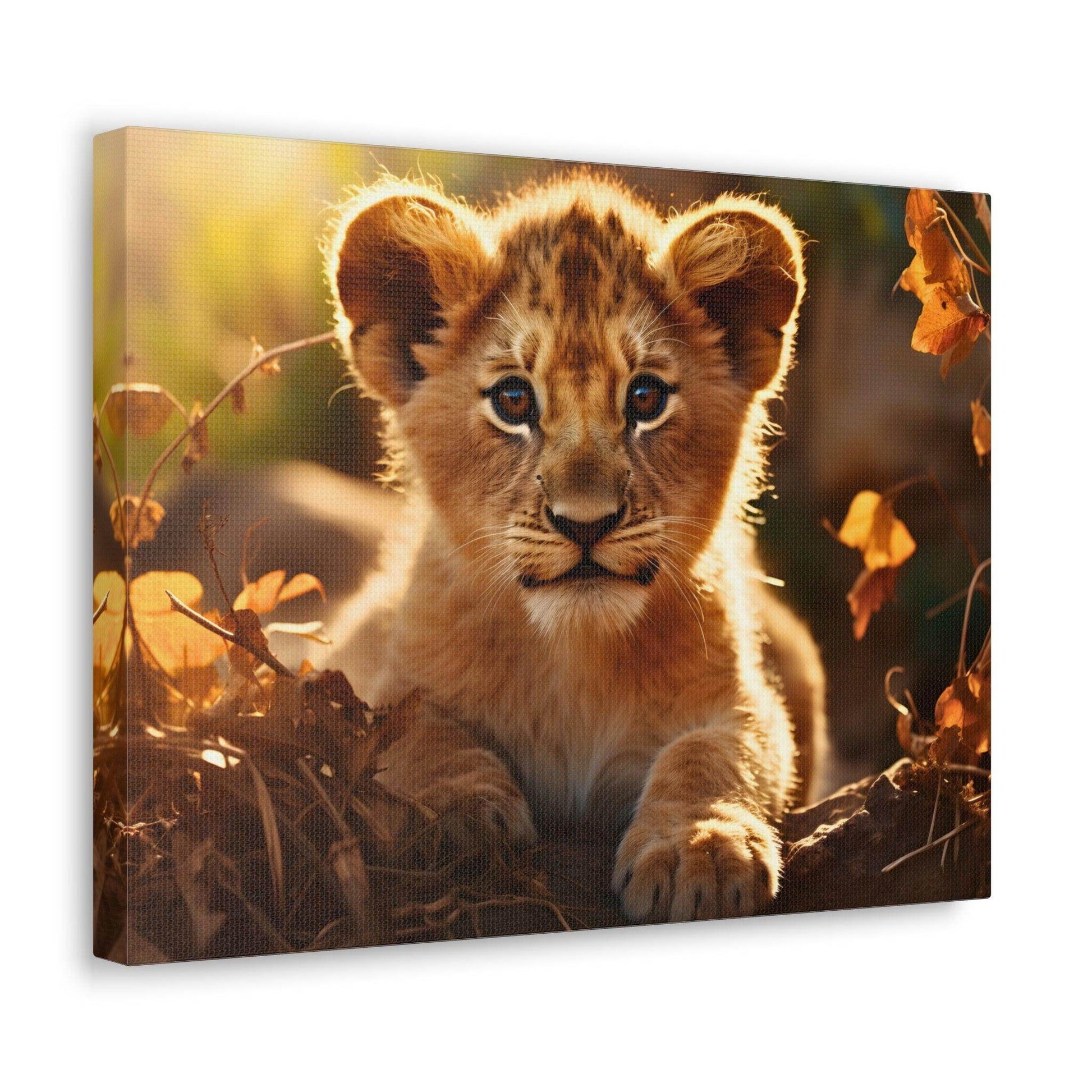 Baby Lion Cub Print Animal Nature Art Safari Nursery Canvas Gallery Wraps Baby Lion Print Large Canvas Art Animal Wall Art Lover Gift - Giftsmojo
