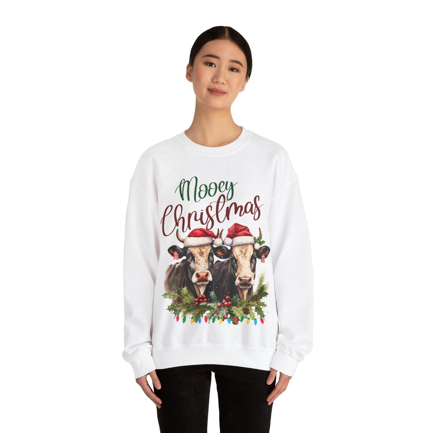 Farm Christmas Sweatshirt Christmas on The Farm Sweatshirt Mooey Christmas Sweatshirt - Giftsmojo