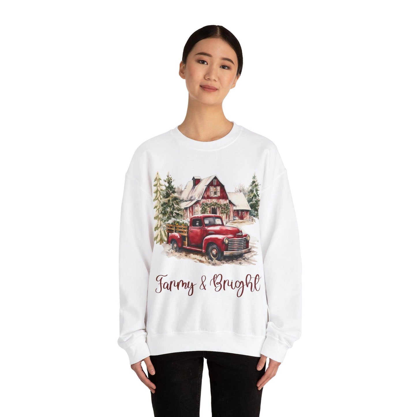 May Your Day Be Farmy And Bright Christmas Sweatshirt Christmas on The Farm Sweatshirt Christmas Farm Sweatshirt Christmas Sweater Trendy Christmas Shirt Farmers - Giftsmojo