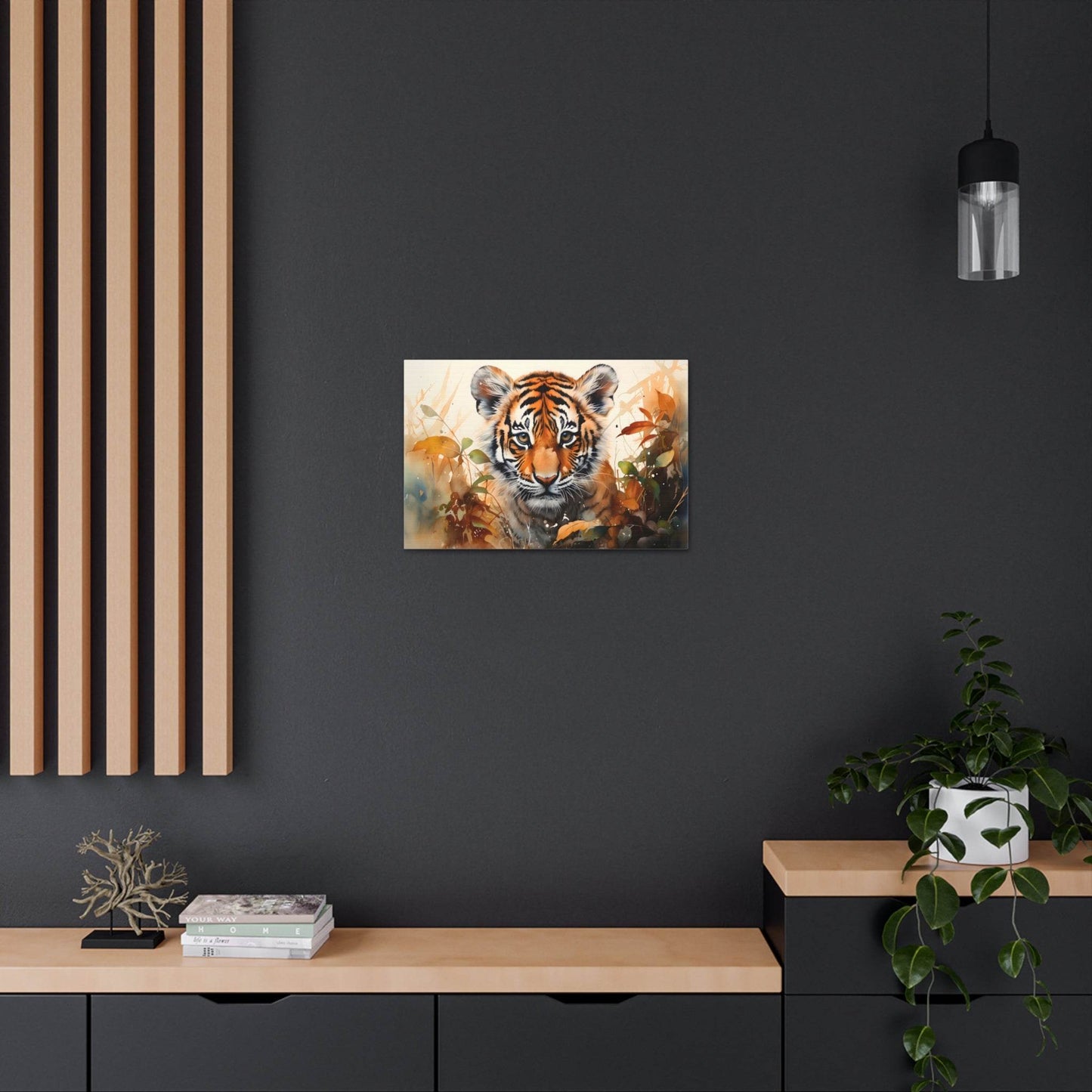 Watercolor Baby Tiger In Nature Art Canvas Gallery Wraps Tiger Print Large Canvas Art Animal Wall Art minimalist Wall Art Lover Gift - Giftsmojo