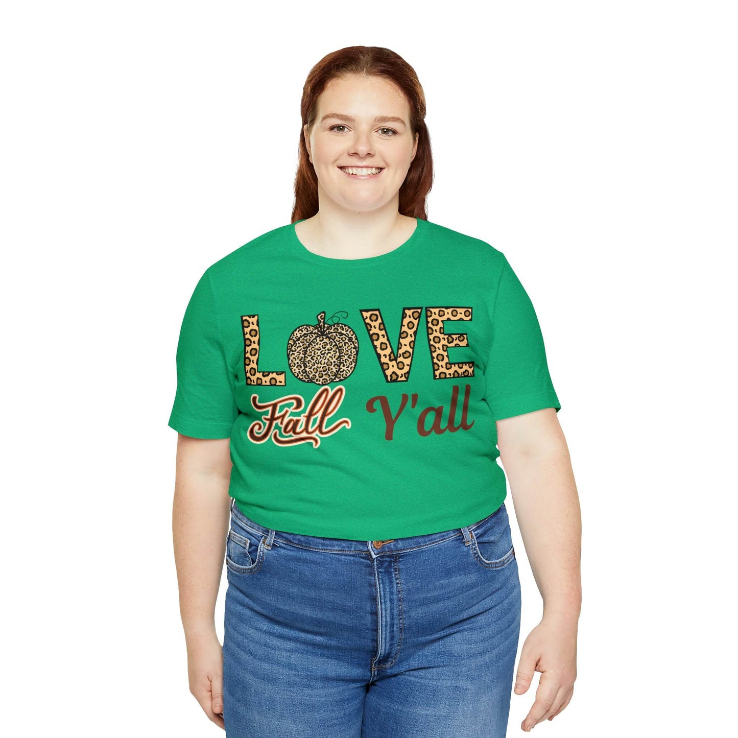 Leopard Print Love Fall Y'all Shirt, Pumpkin Shirt, Fall Shirt for Fall Lovers, Fall Gift - Giftsmojo