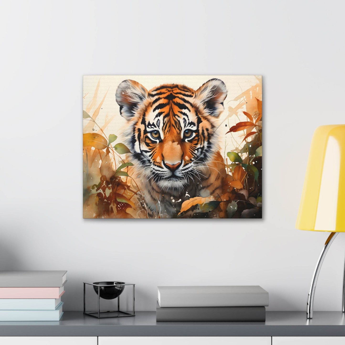 Watercolor Baby Tiger In Nature Art Canvas Gallery Wraps Tiger Print Large Canvas Art Animal Wall Art minimalist Wall Art Lover Gift - Giftsmojo