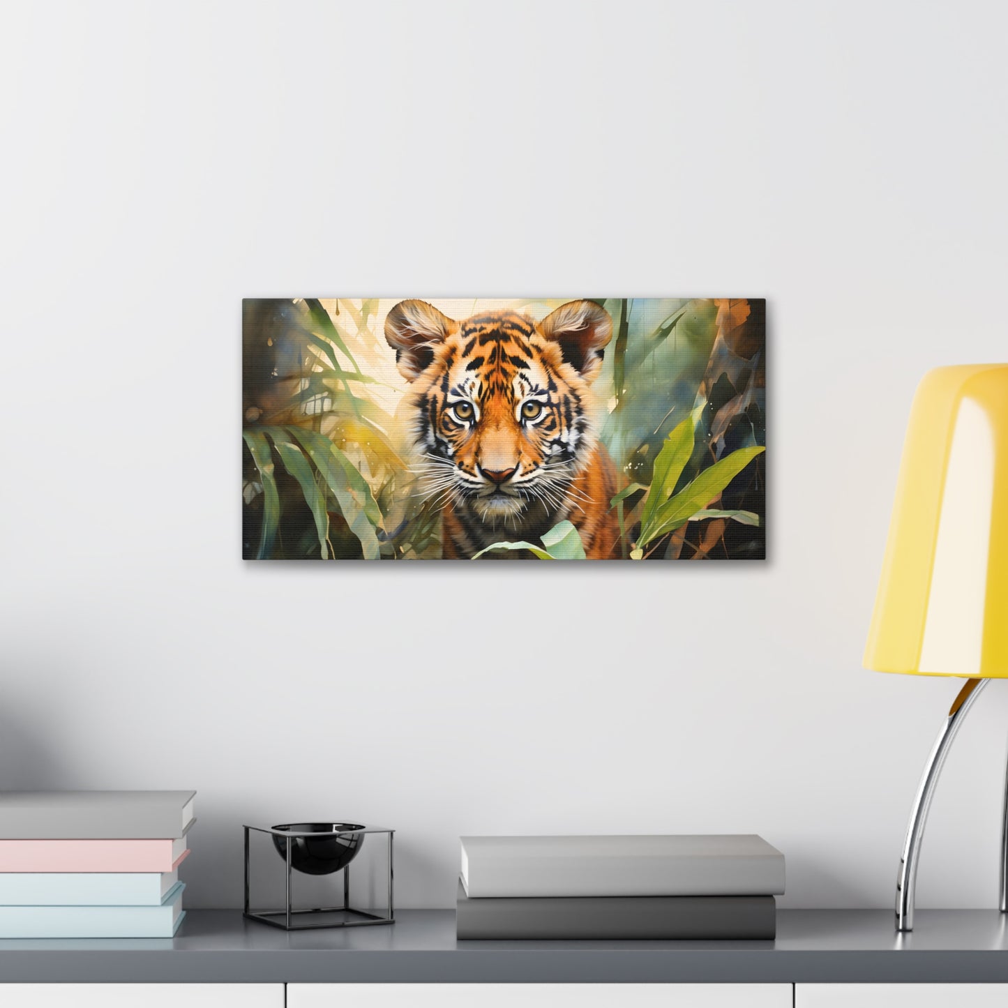 Watercolor Baby Tiger In Nature Art Canvas Gallery Wraps Tiger Print Large Canvas Art Animal Wall Art minimalist Wall Art Lover Gift