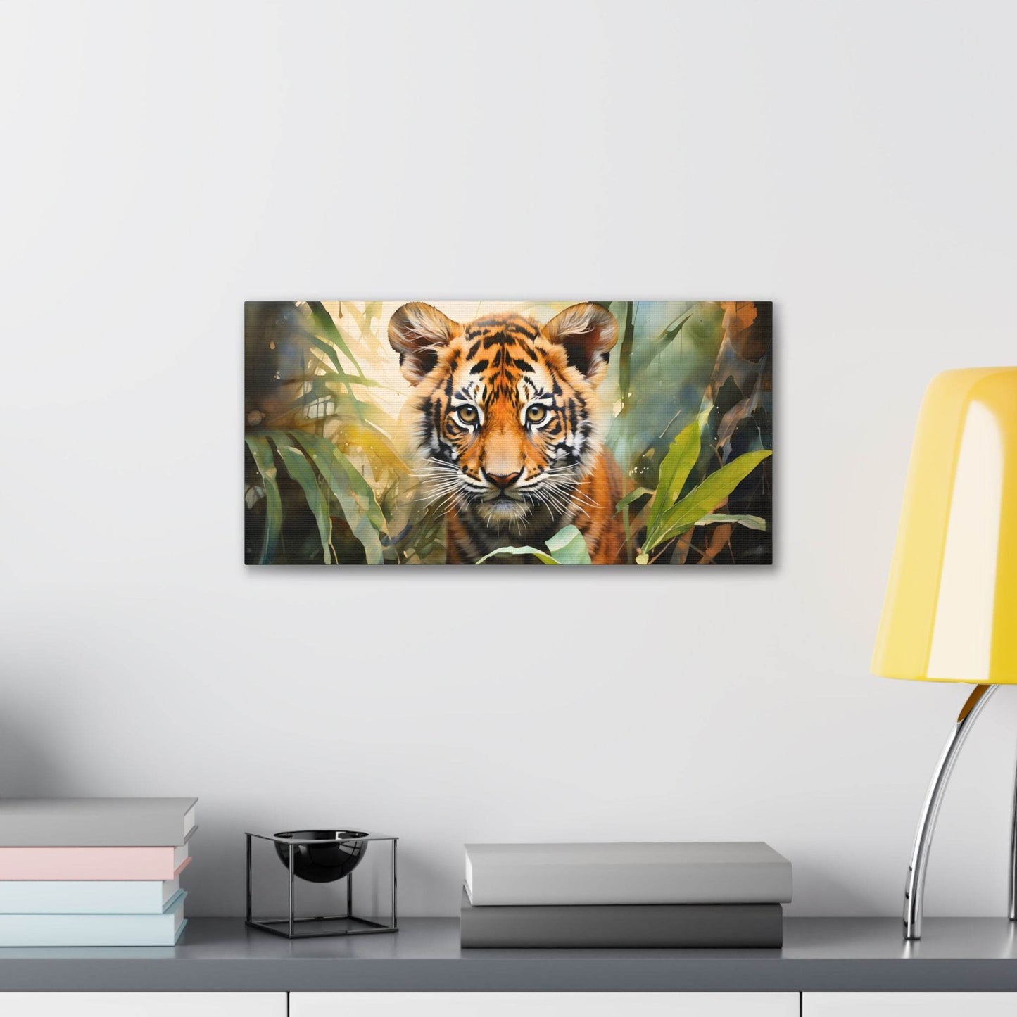 Watercolor Baby Tiger In Nature Art Canvas Gallery Wraps Tiger Print Large Canvas Art Animal Wall Art minimalist Wall Art Lover Gift - Giftsmojo