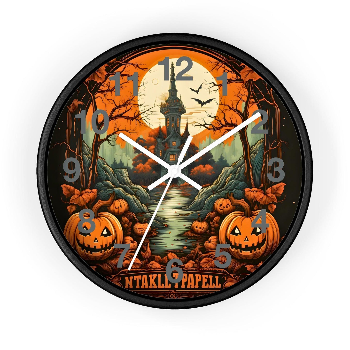 Happy HALLOTHANKSMAS Clock Halloween Ghost Wall Clock Halloween Wall Clocks Halloween Clock Fall Clock Halloween Decor