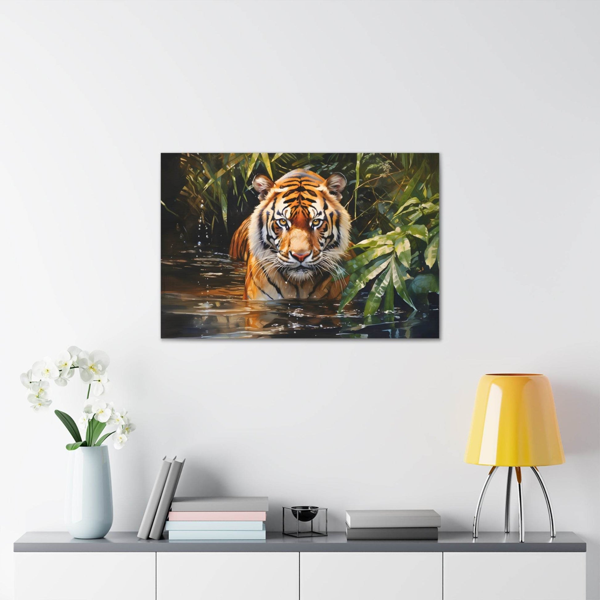 Watercolor Tiger In Nature Art Canvas Gallery Wraps Tiger Print Large Canvas Art Animal Wall Art minimalist Wall Art Lover Gift - Giftsmojo