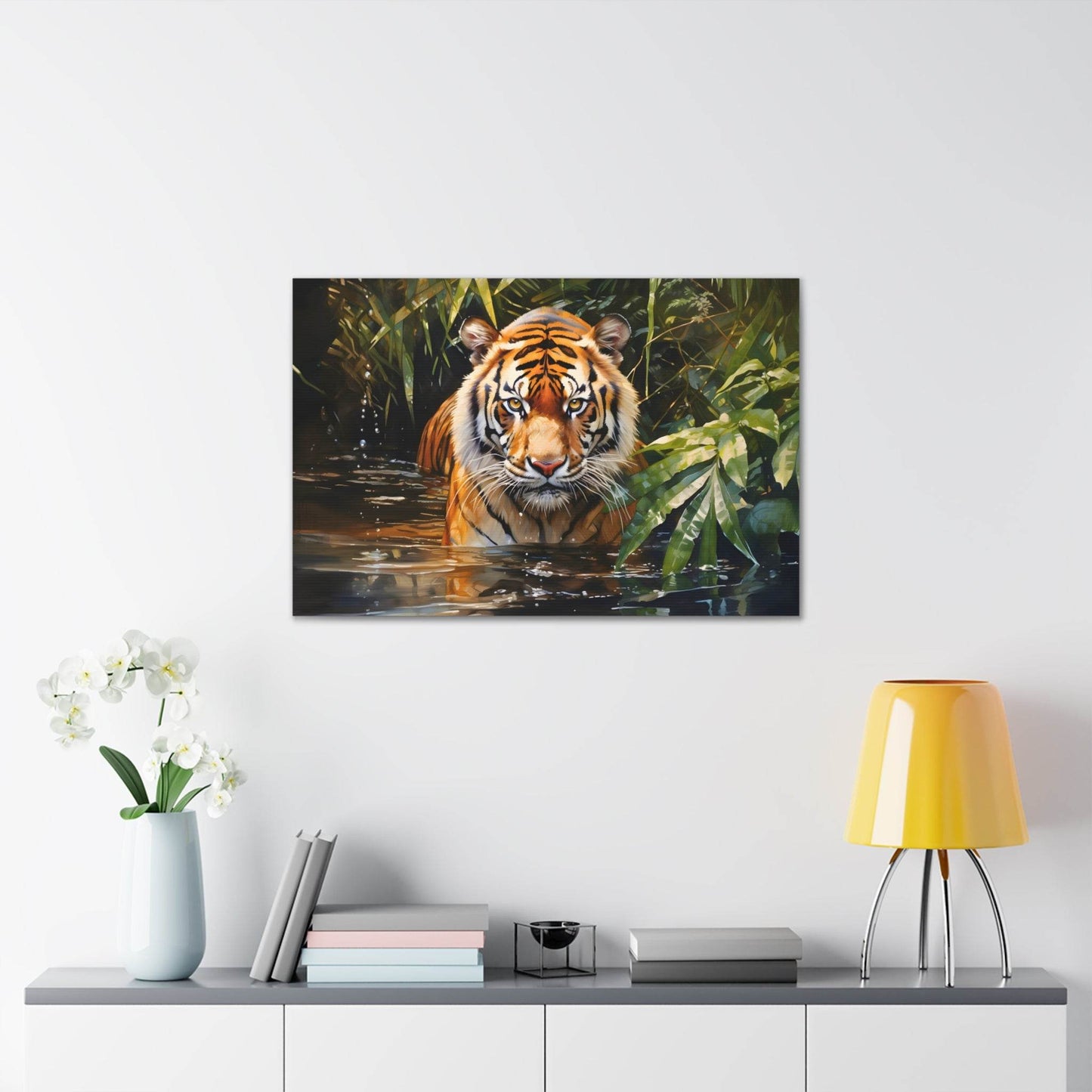Watercolor Tiger In Nature Art Canvas Gallery Wraps Tiger Print Large Canvas Art Animal Wall Art minimalist Wall Art Lover Gift - Giftsmojo