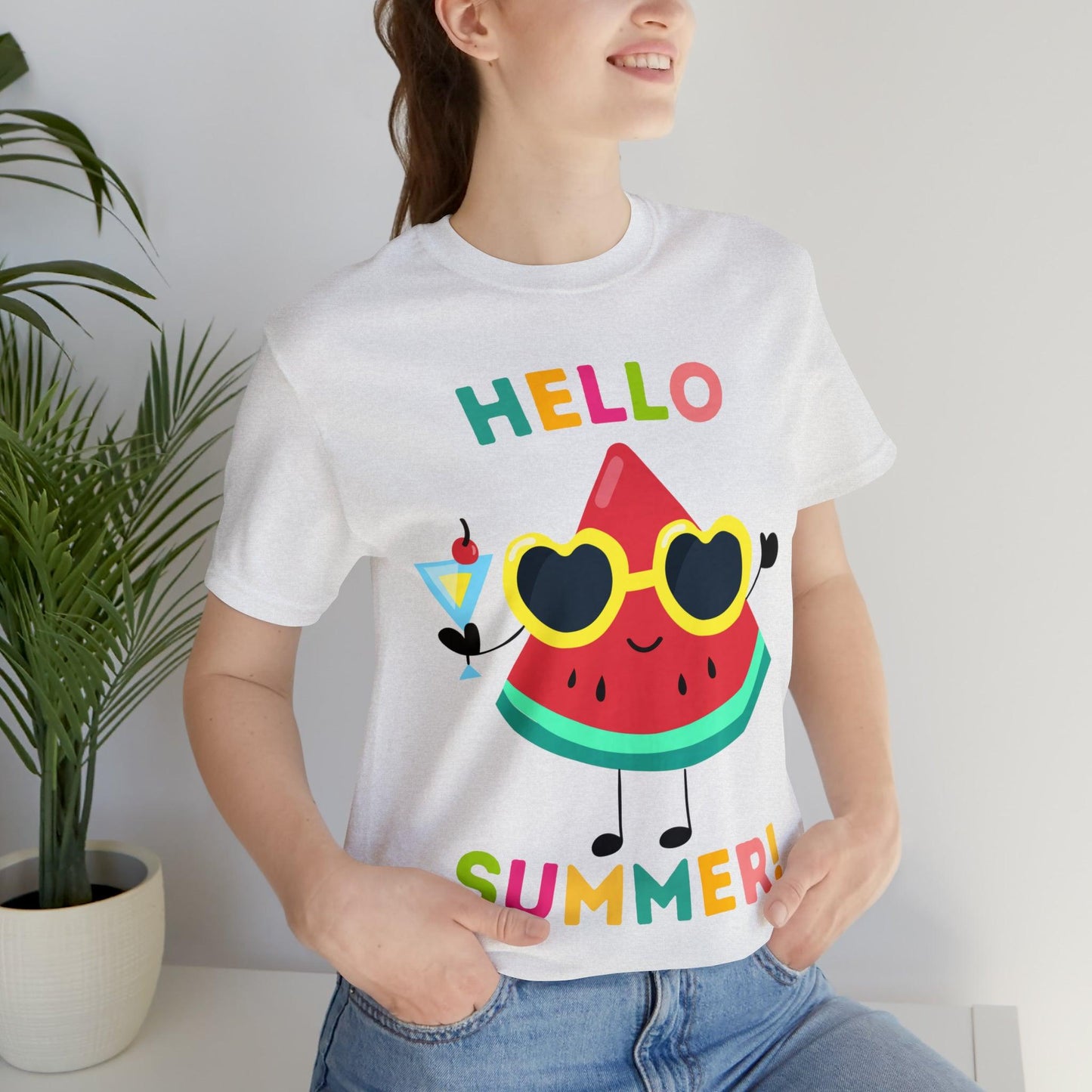 Hello Summer Shirt, Funny Summer Casual Top Tee,Unisex Summer Tshirt Ladies
