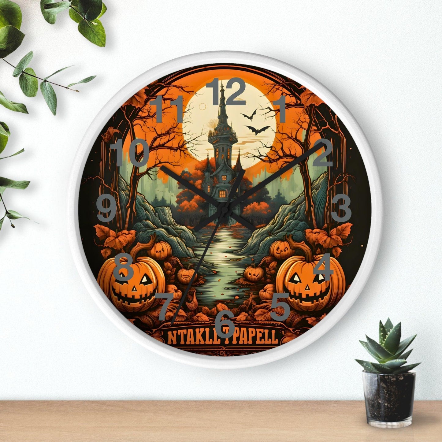 Happy HALLOTHANKSMAS Clock Halloween Ghost Wall Clock Halloween Wall Clocks Halloween Clock Fall Clock Halloween Decor