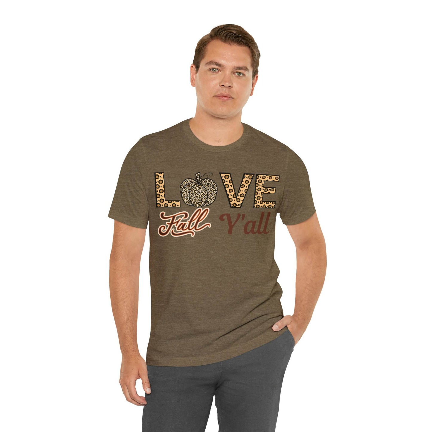 Leopard Print Love Fall Y'all Shirt, Pumpkin Shirt, Fall Shirt for Fall Lovers, Fall Gift - Giftsmojo