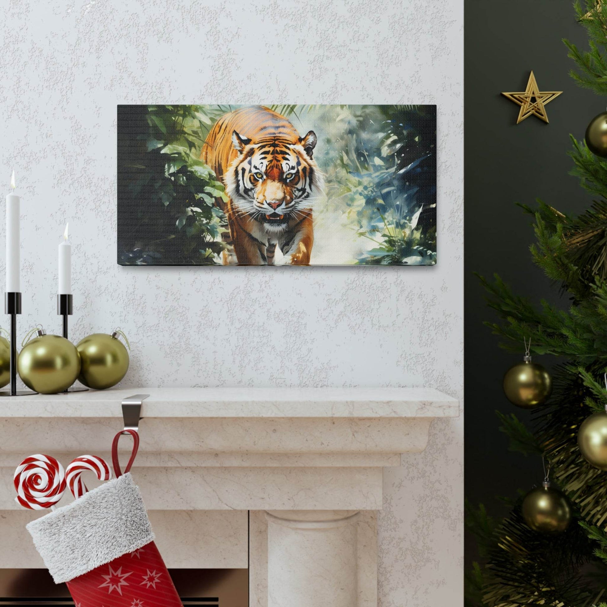 Watercolor Tiger In Nature Art Canvas Gallery Wraps Tiger Print Large Canvas Art Animal Wall Art minimalist Wall Art Lover Gift - Giftsmojo